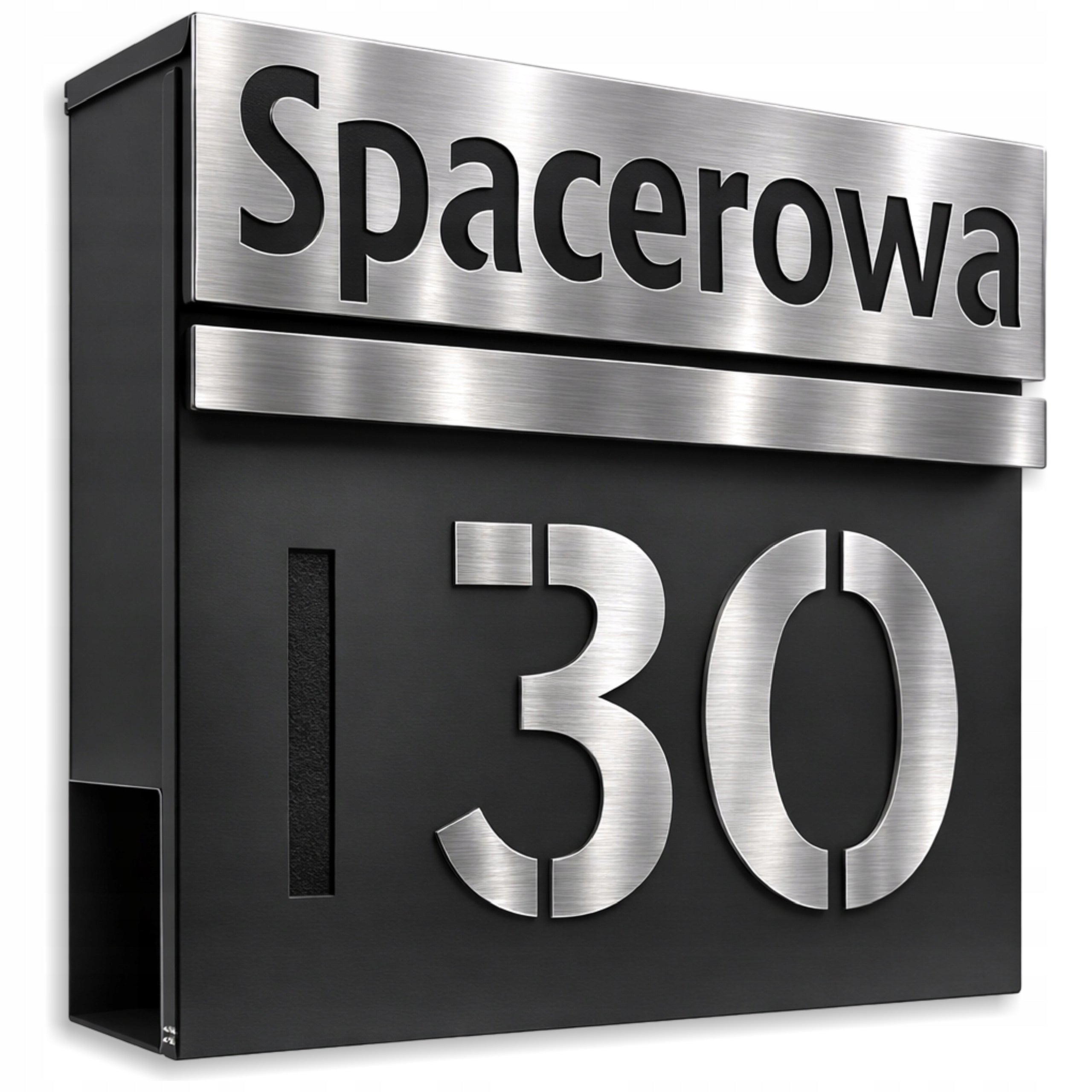 Letterbox Anthracite STAINLESS STEEL 37x37x10,5 Address House Number CNC Packaging status original