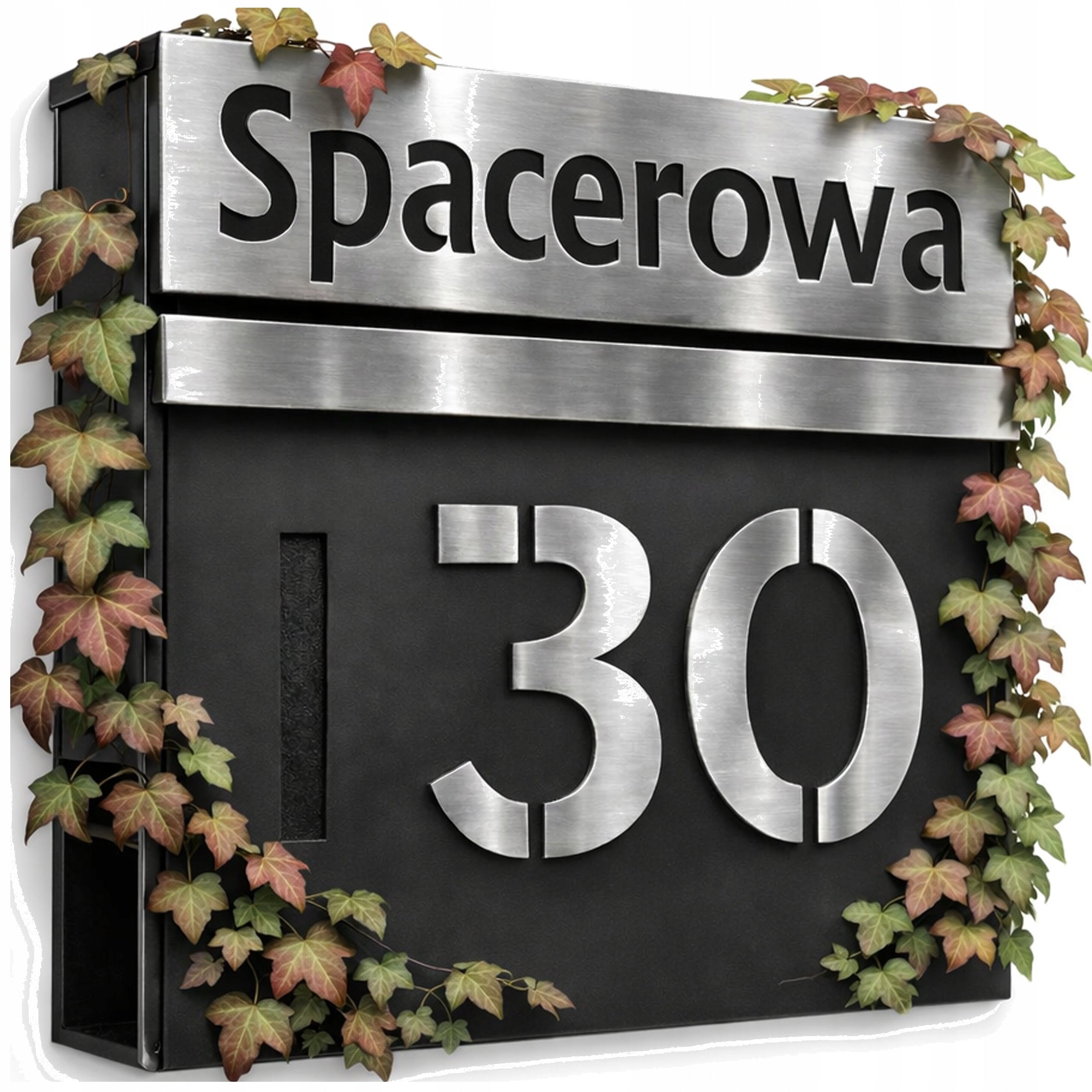 Letterbox Anthracite STAINLESS STEEL 37x37x10,5 Address House Number CNC