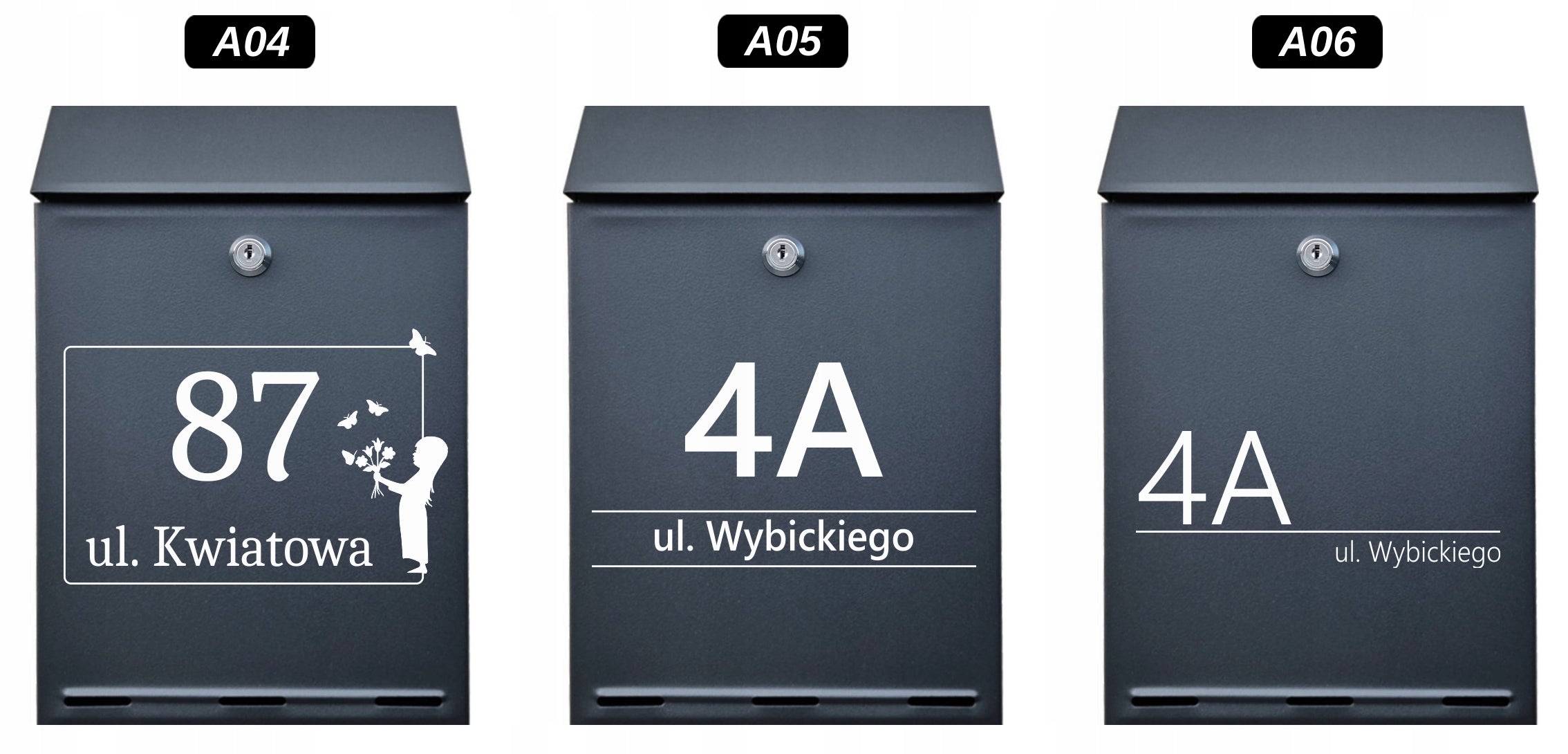 Letterbox Post A4 with Inscription, ANTHRACITE, BLACK -colors UV print Color gray