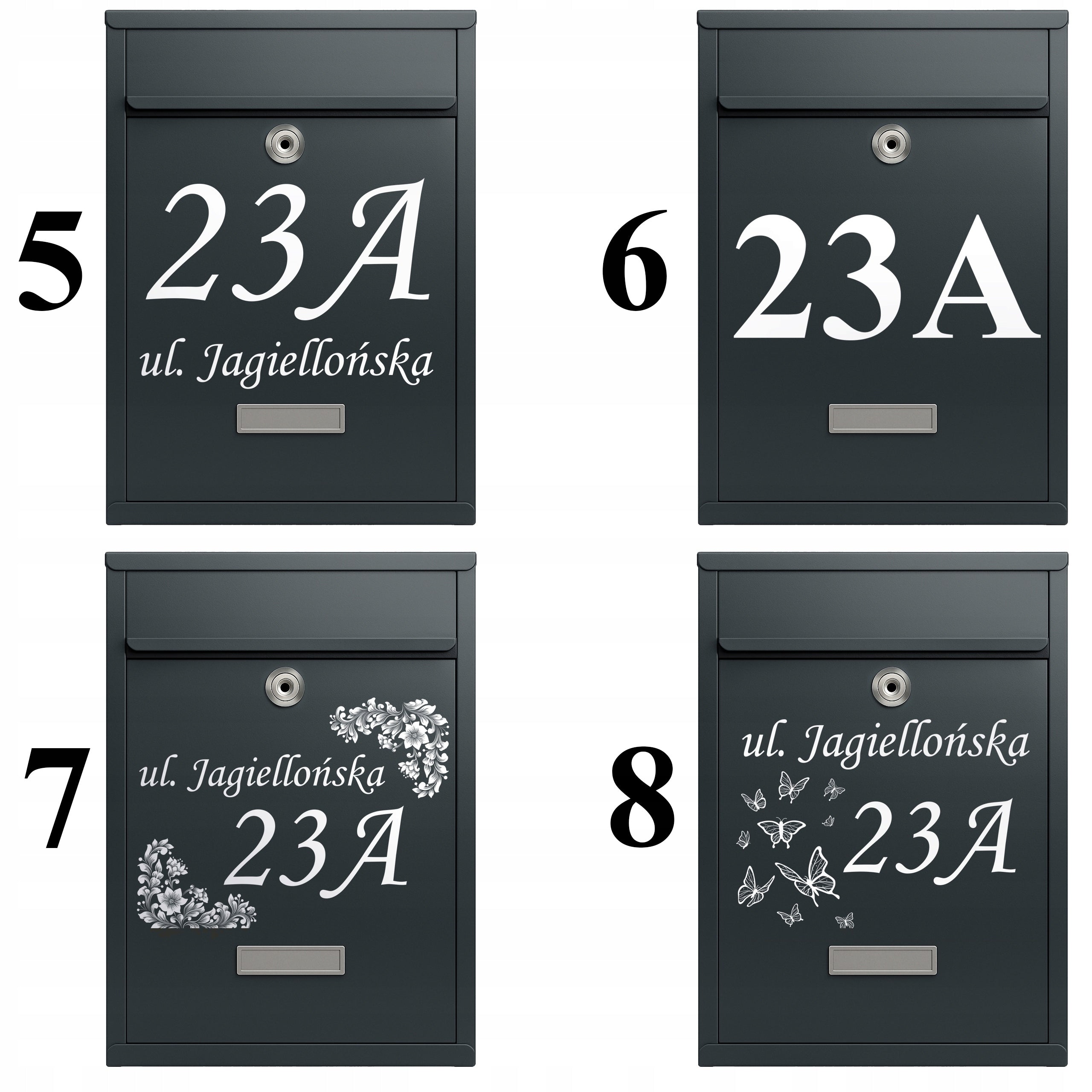Letterbox black with house number and A4 address – personal postal Manufacturer code SKRZYNKA-Personalizacja-wzory