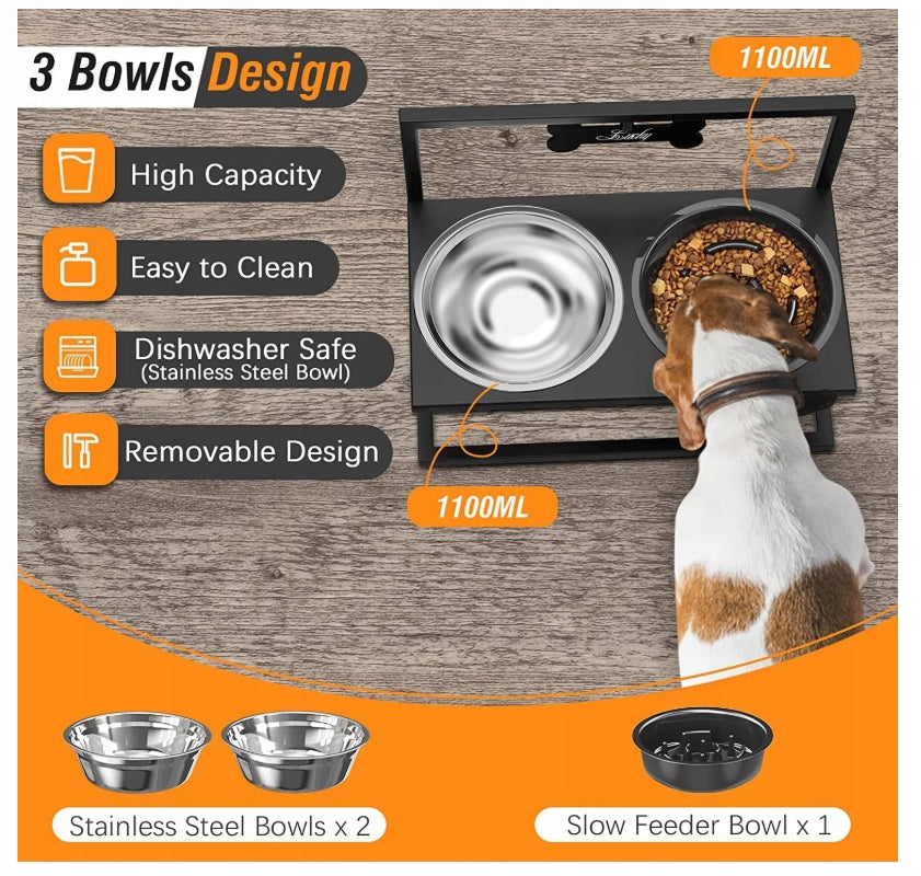 Lewondr Dog Bowl, Non-Slip Stainless Steel with Elevation Brand no brand
