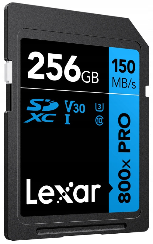 Lexar 256GB SDXC 800x Pro UHS-I Memory Card, C10 (V30) U3, 150MB/s Read, 45MB/s Write Card capacity 256 GB