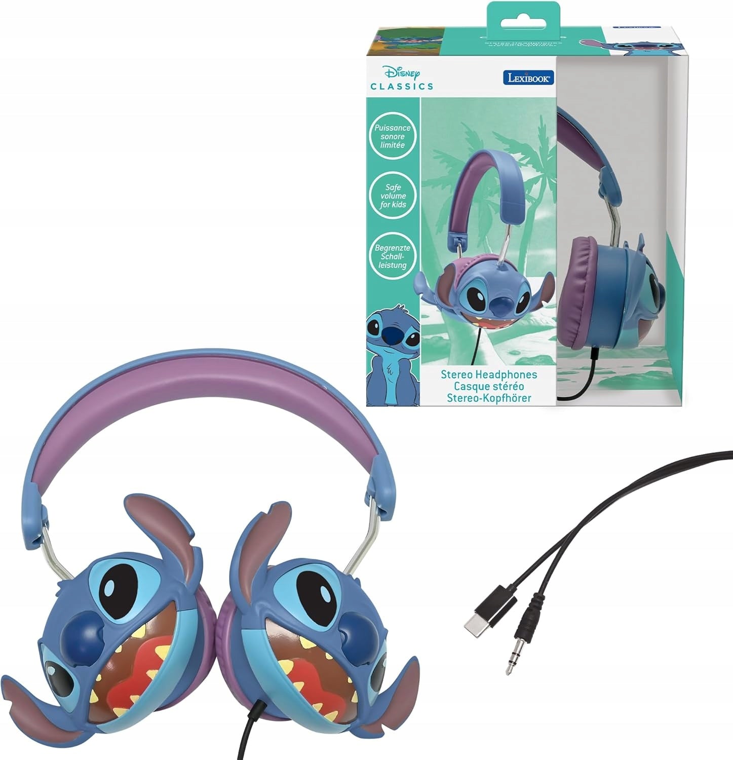 Lexibook Stitch On-Ear Folding Headphones for Kids with HP015D