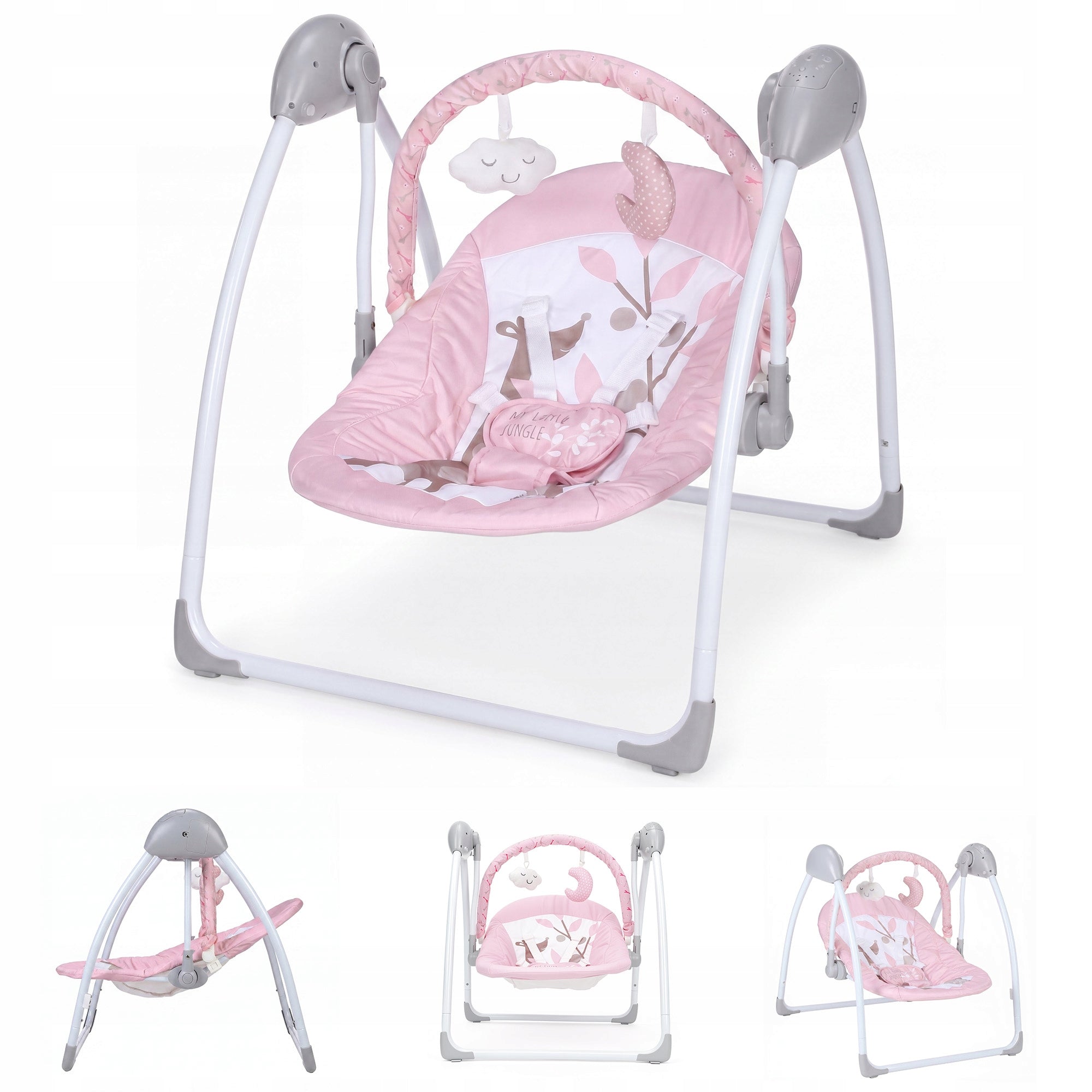 Leżaczek Bujaczek Huśtawka elektryczna dla niemowląt 5 melodii Składana