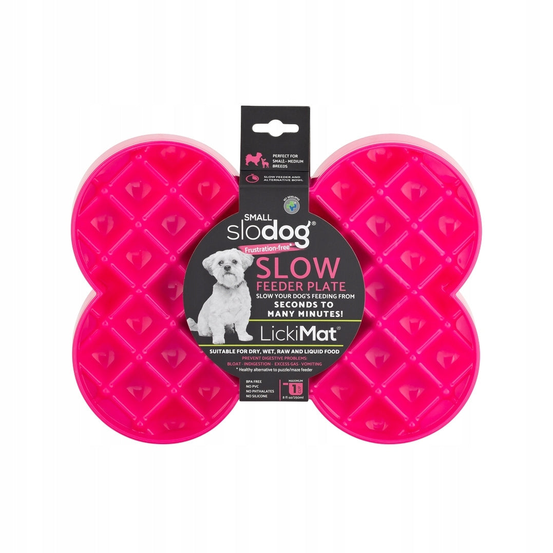 LickiMat Slodog Small Food Slowing Bowl, Dog Tray, Pink Material made from a synthetic material