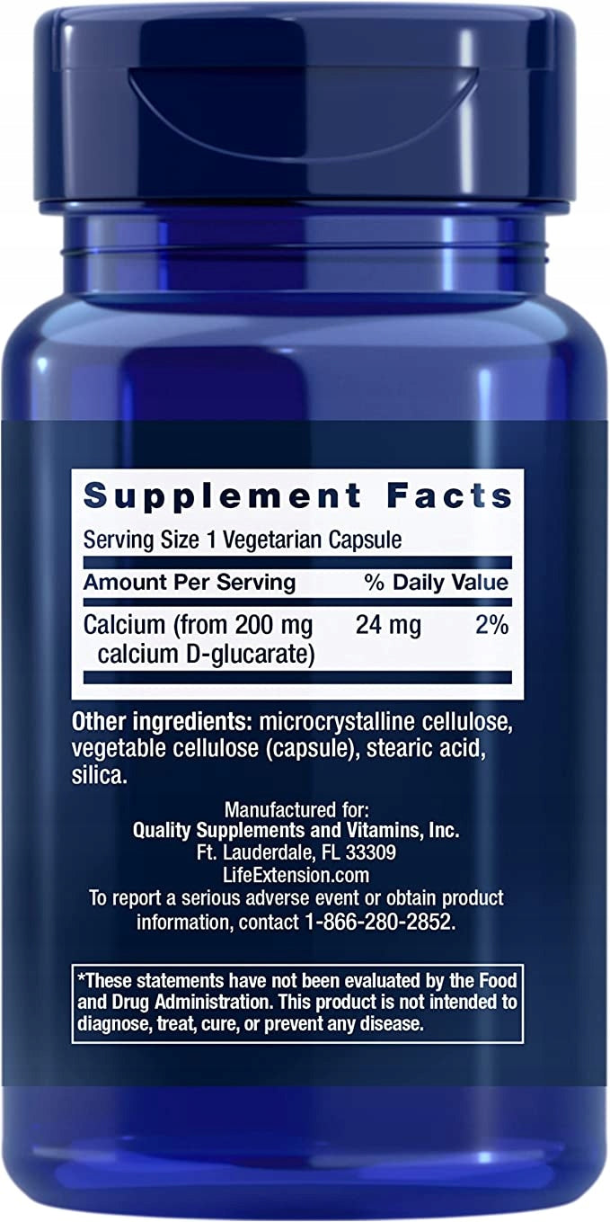 Life Extension Calcium D-Glucarate 200 mg 60 capsules Expiration date at least six months from the date of purchase