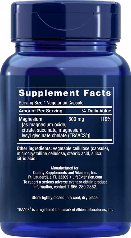 Life Extension Magnesium Caps 500mg Citrate Amber Glycinate 100 kap Expiration date at least 1 year from the date of purchase