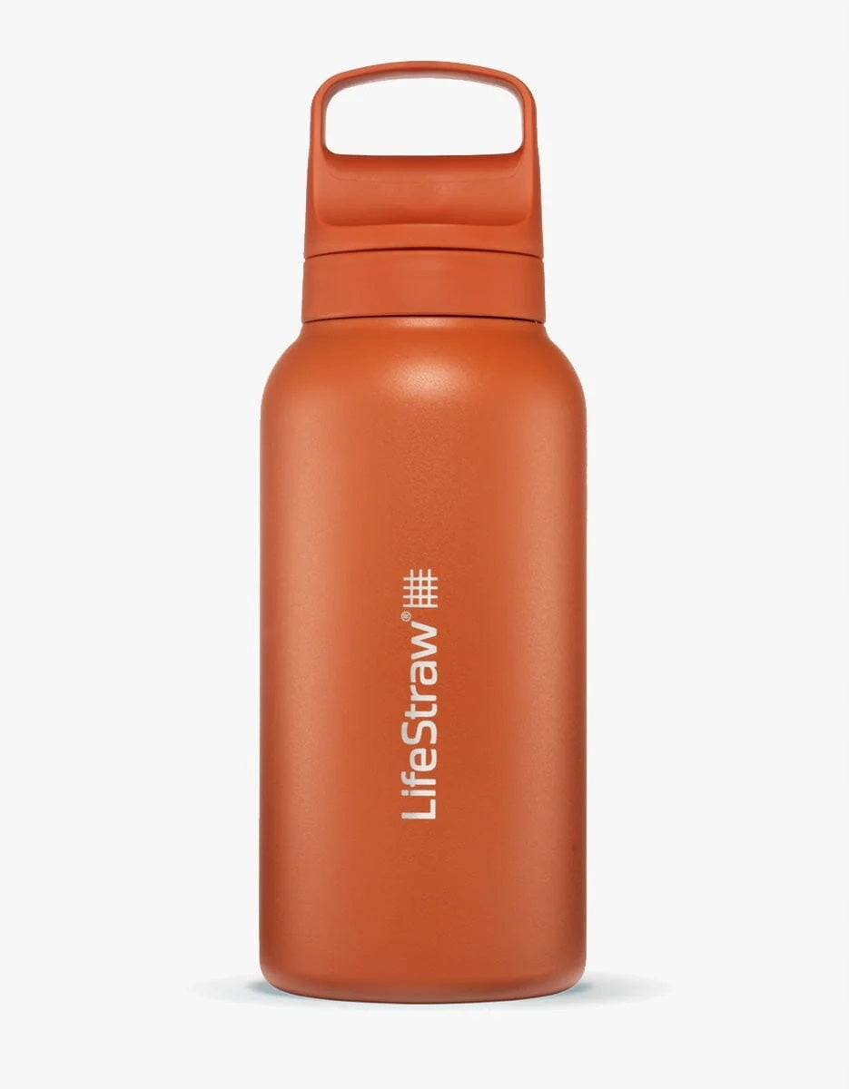 LifeStraw GO 2.0 Stainless Steel Water Bottle Water Filter 1 liter Kyoto Orange