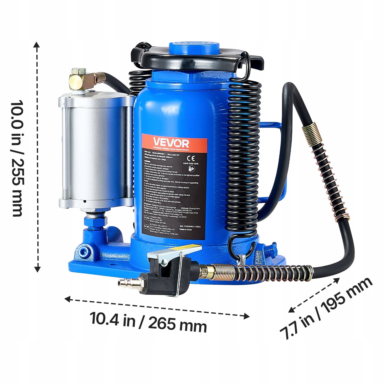 Lifting Lift 32T 25,5 – 41,5CM Pneumatic Bottle Lift Maximum lifting height 415 mm