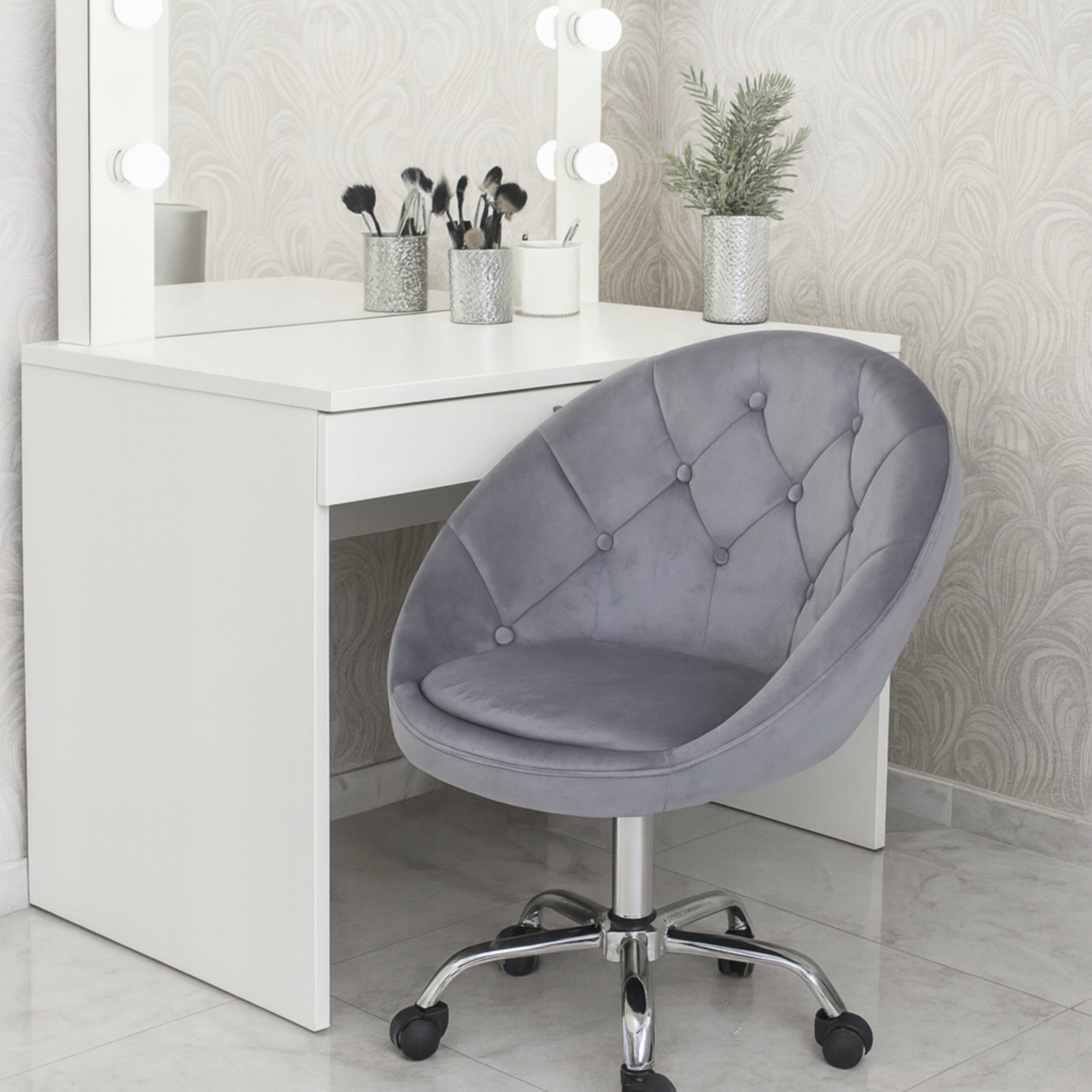 Lifting chair ELEGANT swivel VELOUR on wheels RUNDO grey JUMIhome EAN (GTIN) 5900410592773