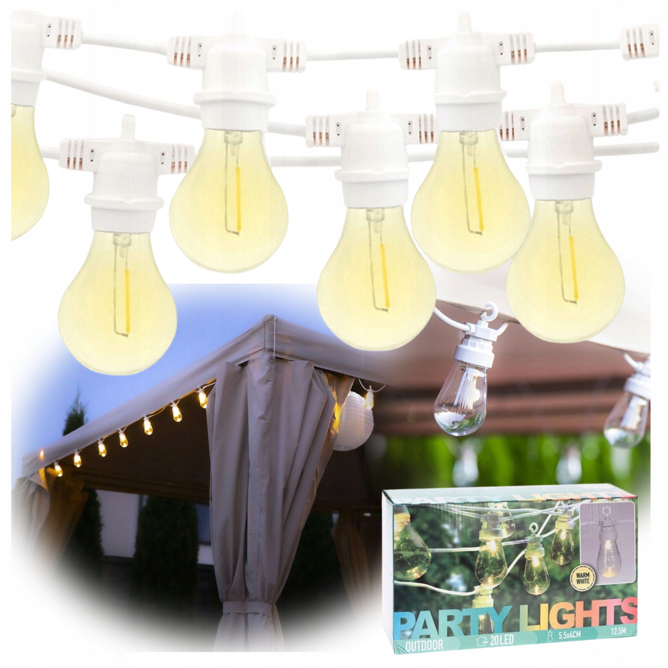 Light Chain 12,5m Garden Garland 20 LED Outdoor Lighting