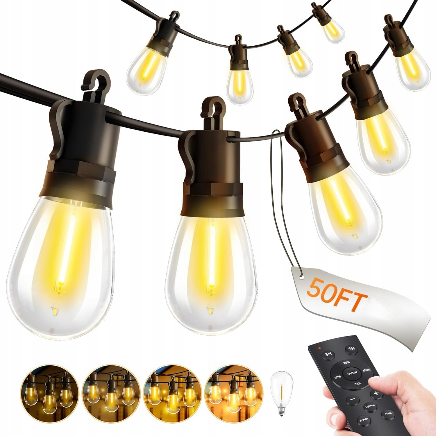 Light Garden Garland 15 M 15x Led - With Remote Control And Dimming Function