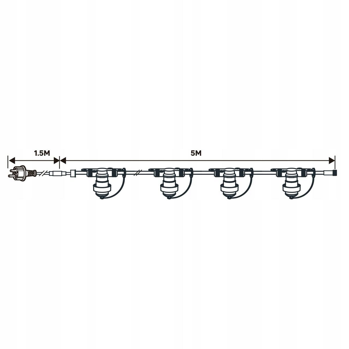 Light garland Segoya black IP44 5 m 10 x E27 Length 1 cm