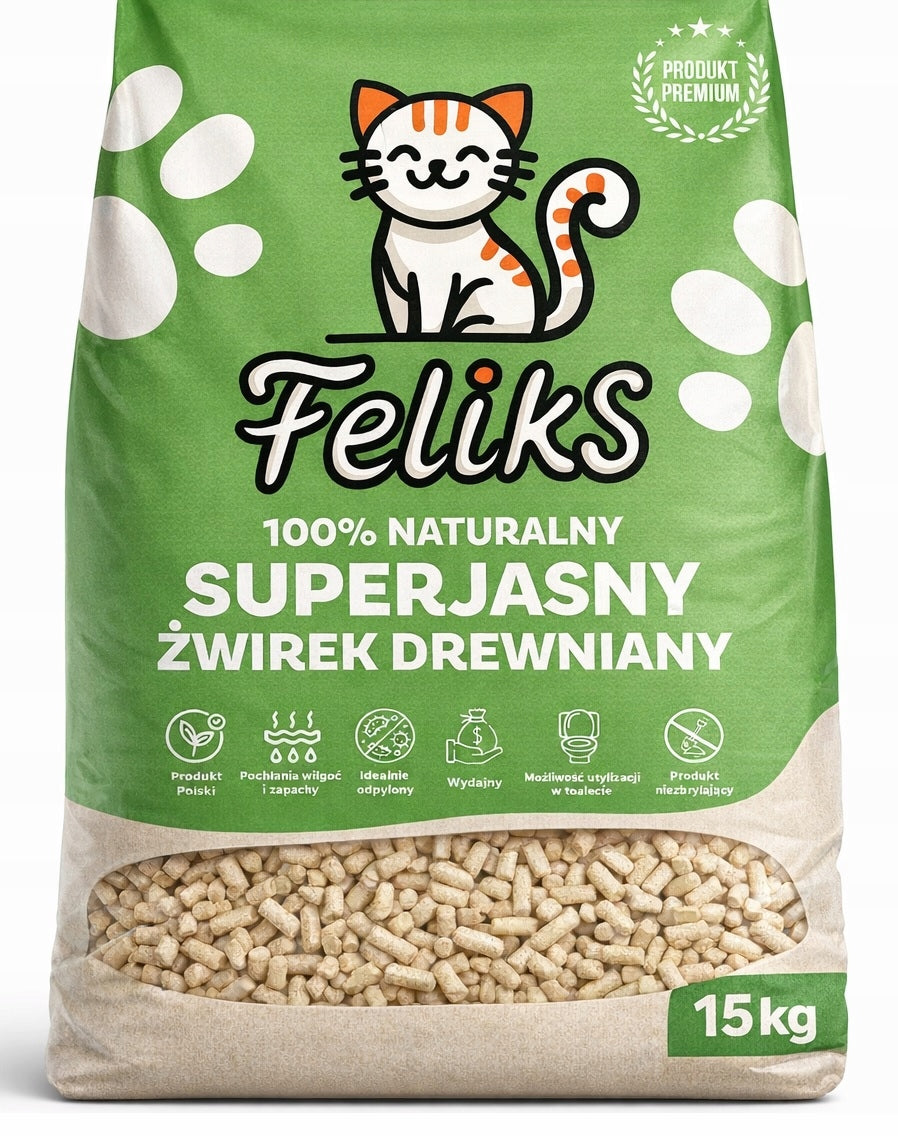 Light wooden pellet litter 15kg for cats, rabbits, rodents, pigs and hamsters