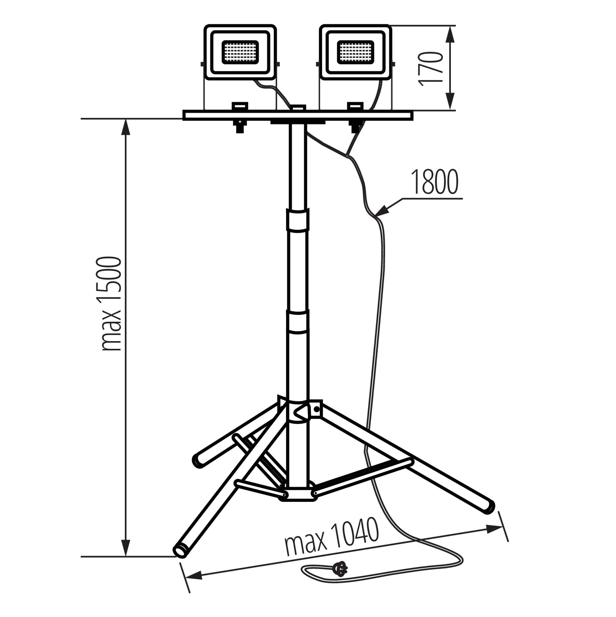 LightLogic LED SET 2x50W Floodlight Construction Tripod IP65 LL FERON Packaging status original