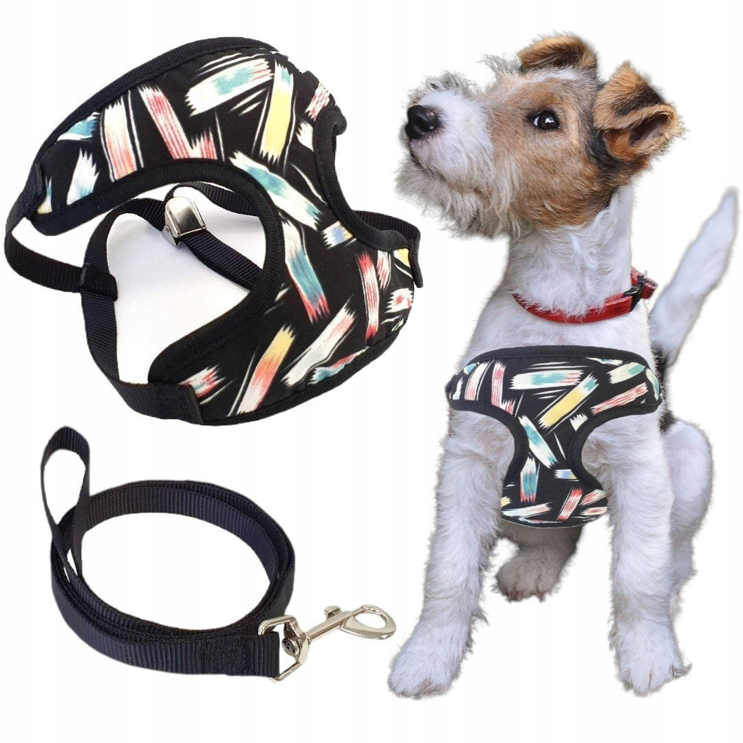 Lightweight Breathable Pressure-Free Harness for Small Dog + Black Lanyard Brand Unizoo