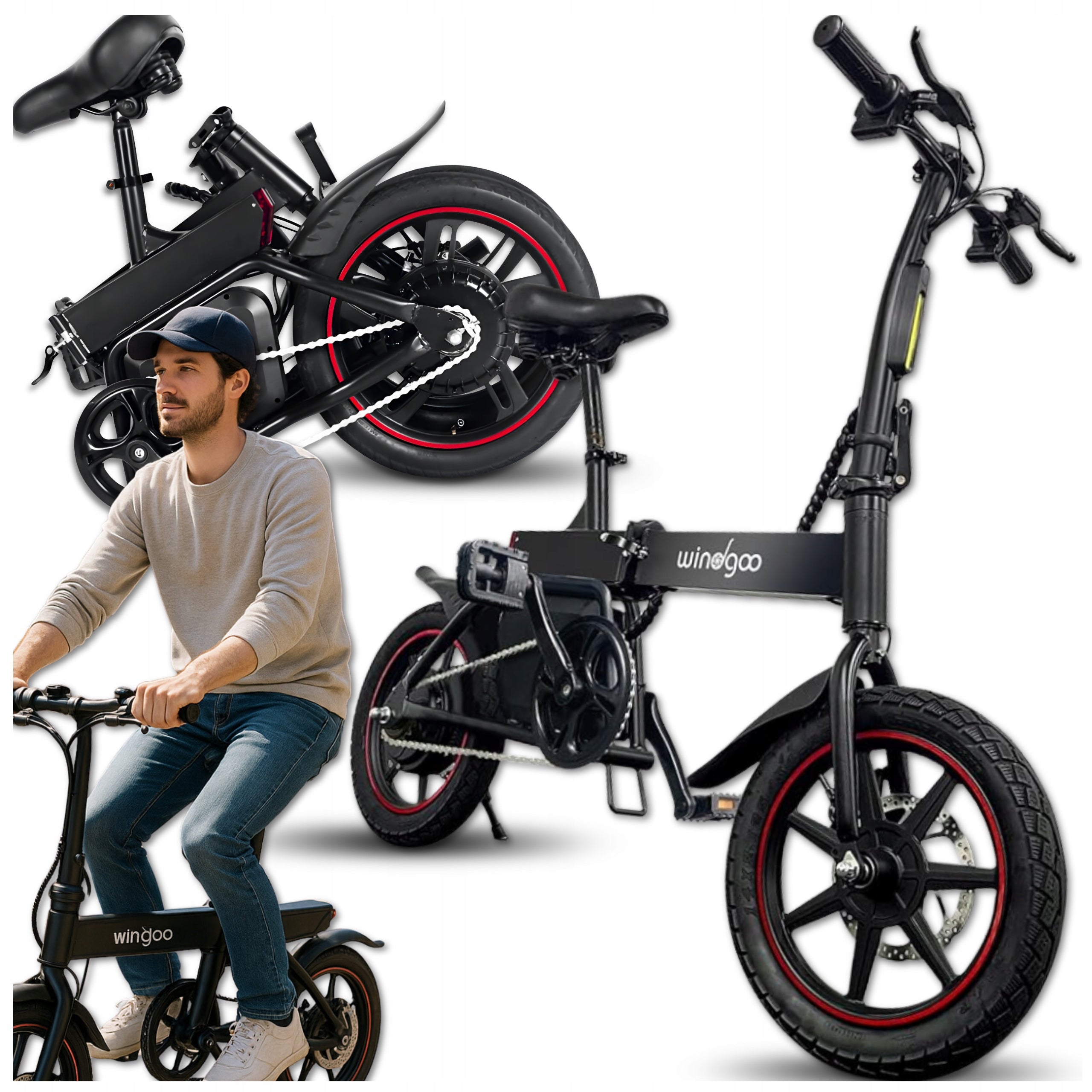 Lightweight FOLDING Bike 14" ELECTRIC Composer 25km/h BLACK Disc Brakes