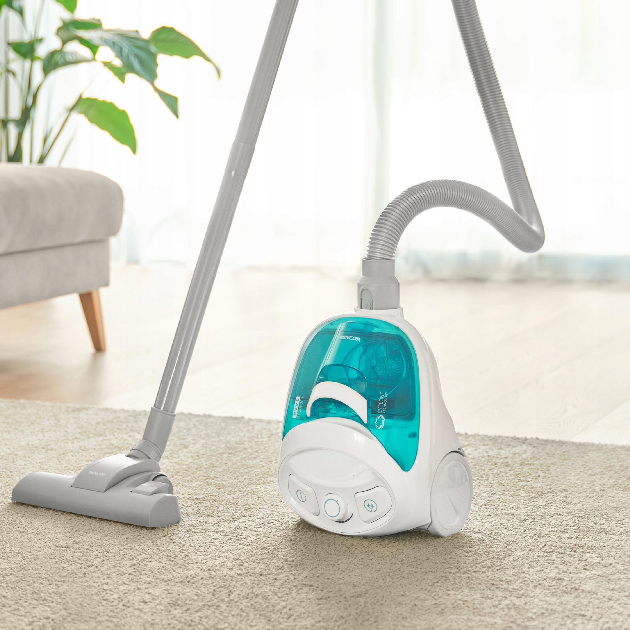 Lightweight POWERFUL Bagless Vacuum Cleaner Sencor SVC 1015TQ White 800W EPA E12 Dominant color white