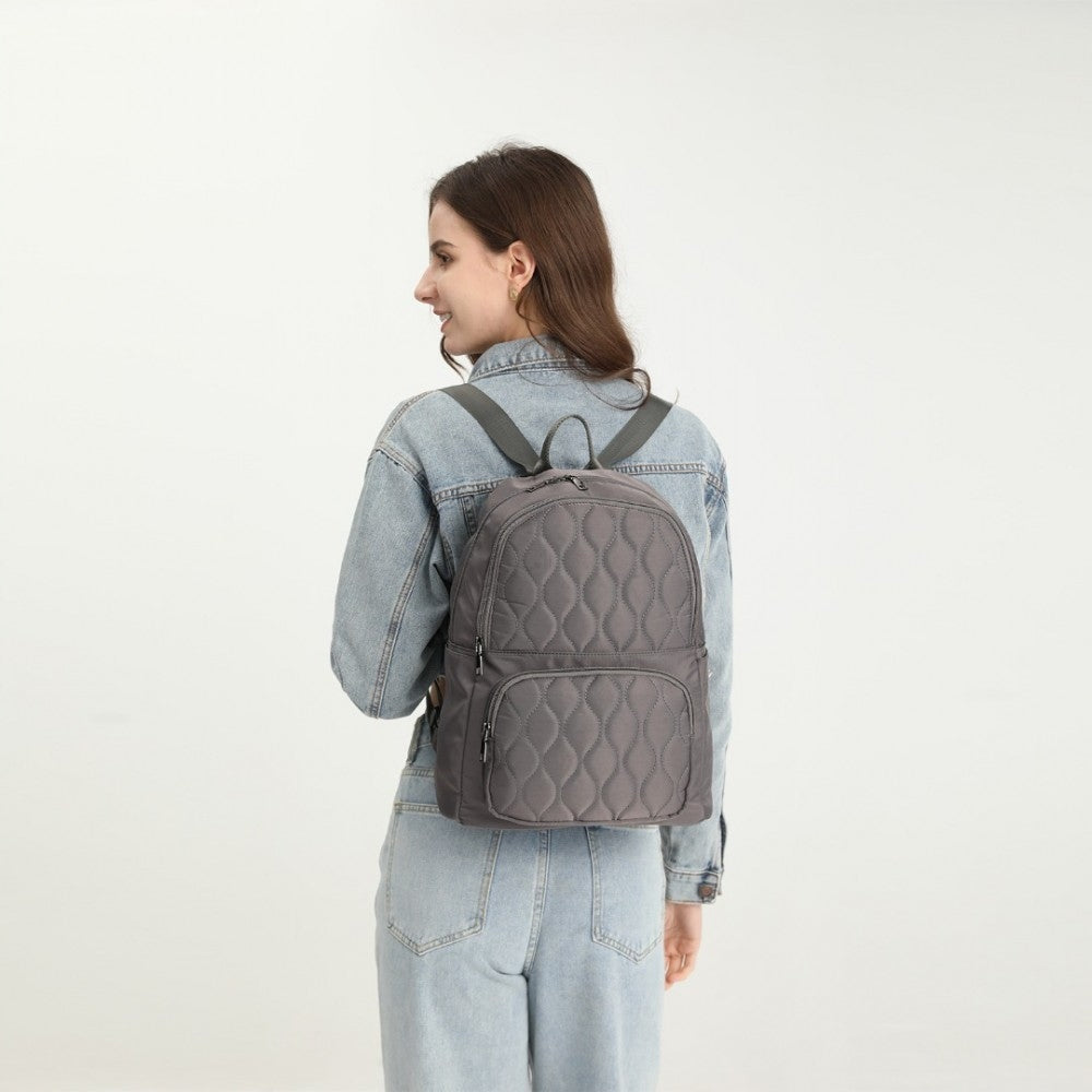 Lightweight Women's Quilted Backpack Elegant for Work Nylon Black Itaca Brand Kono