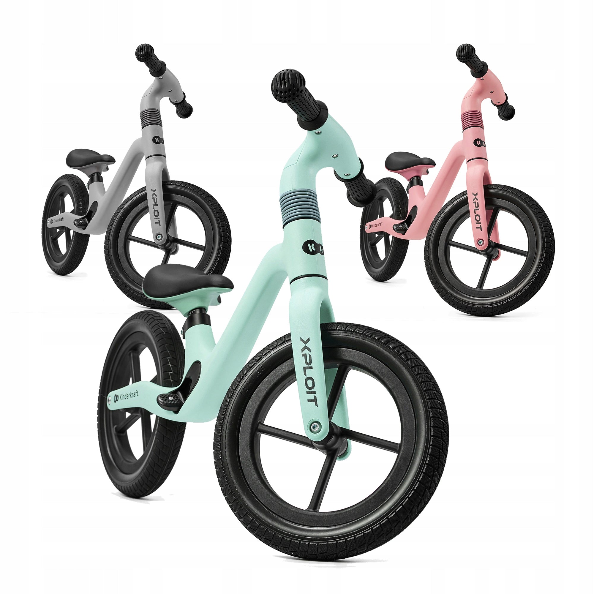 Lightweight balance bike Kinderkraft XPLOIT 12" sports bearings -Turquoise Kid's age 2+ years