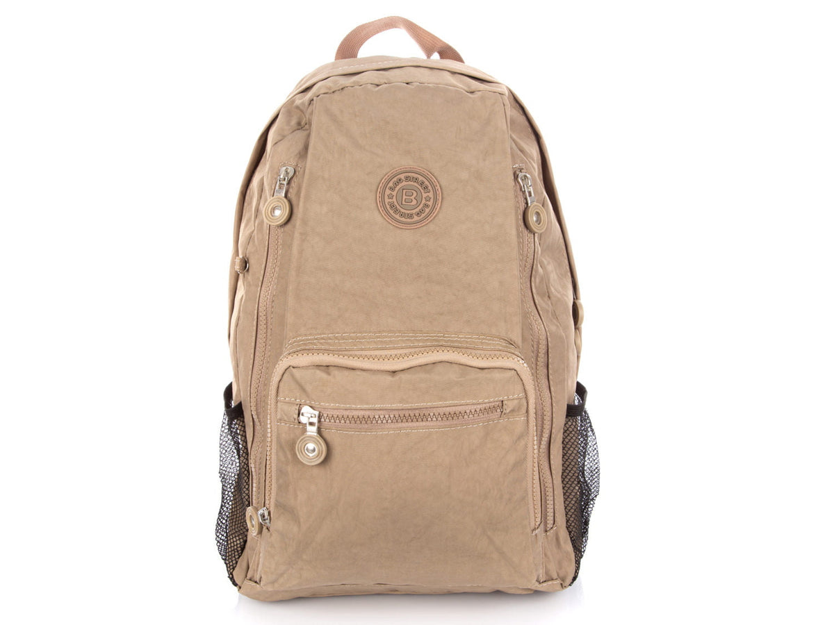 Lightweight beige fabric backpack with border women's men's urban hiking