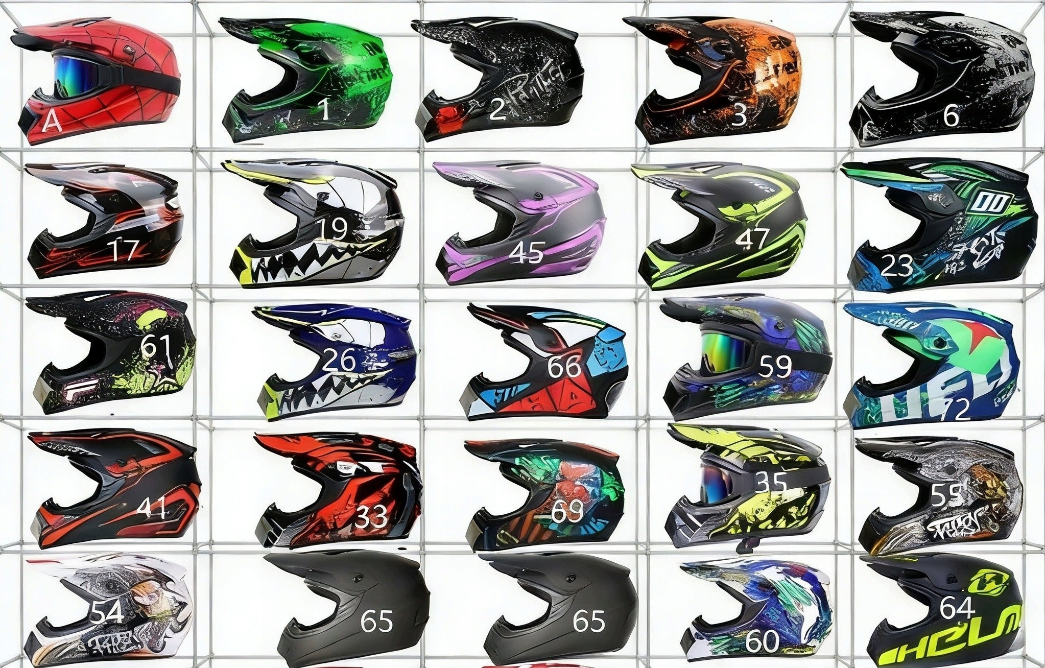 Lightweight off-road helmet (size S) + goggles + gloves + face shieldS Size S