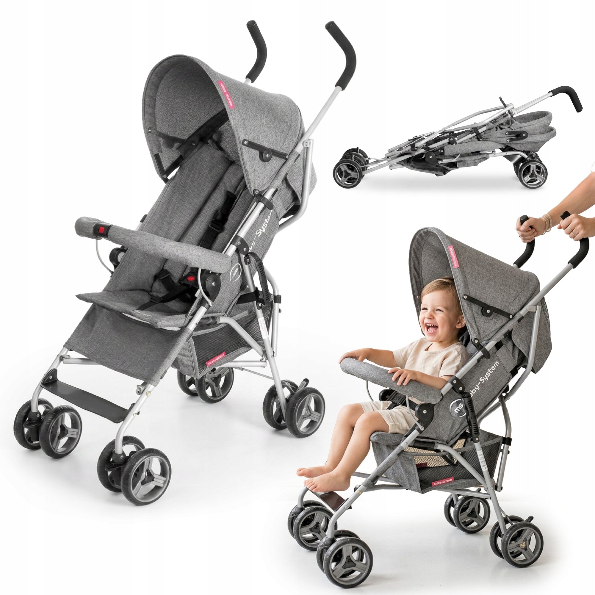 Lightweight stroller Moby-System BARTON - Grey - umbrella, stroller