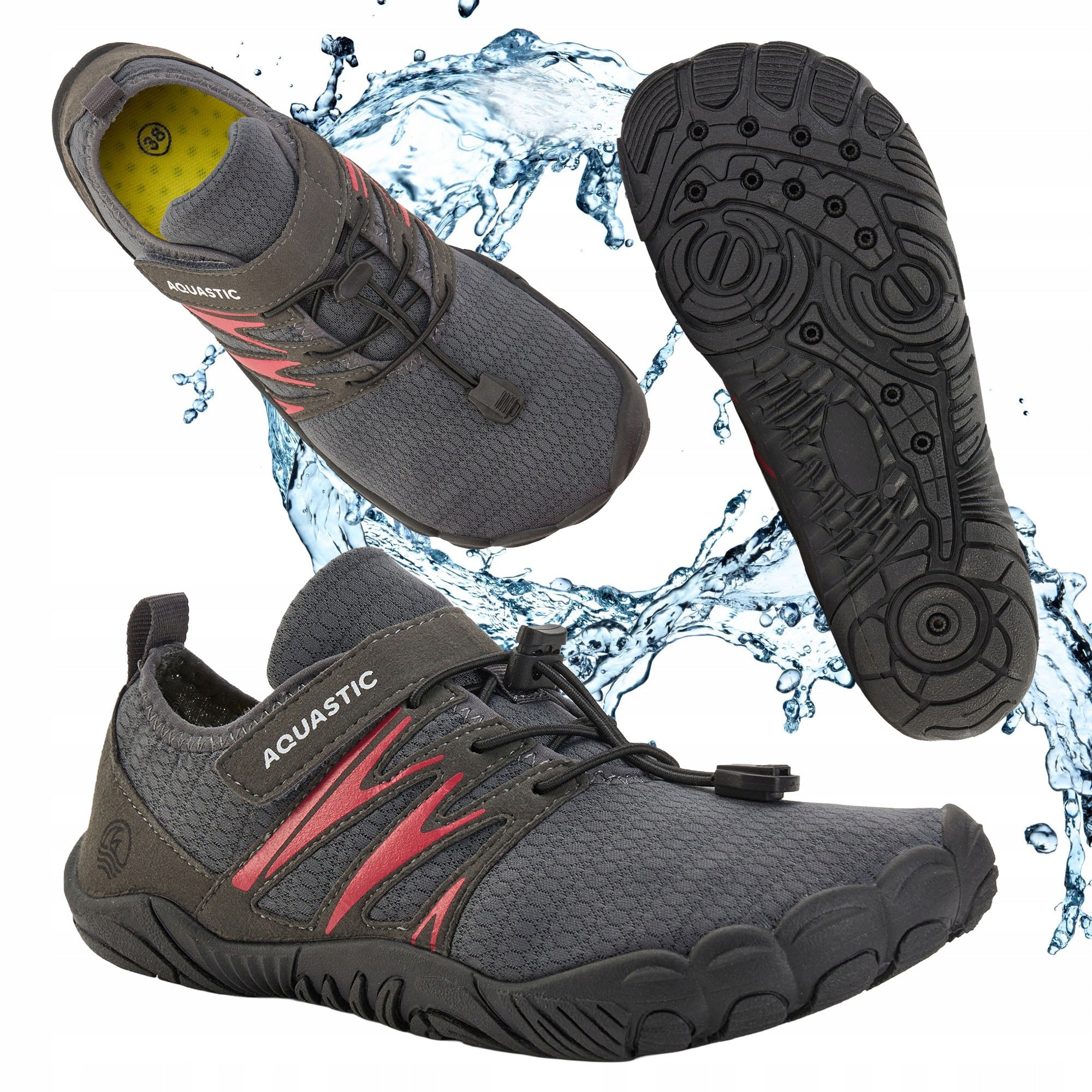 Lightweight water shoes AQUASTIC Mayor BAREFOOT for BEACH ECHINACEA STONES 40