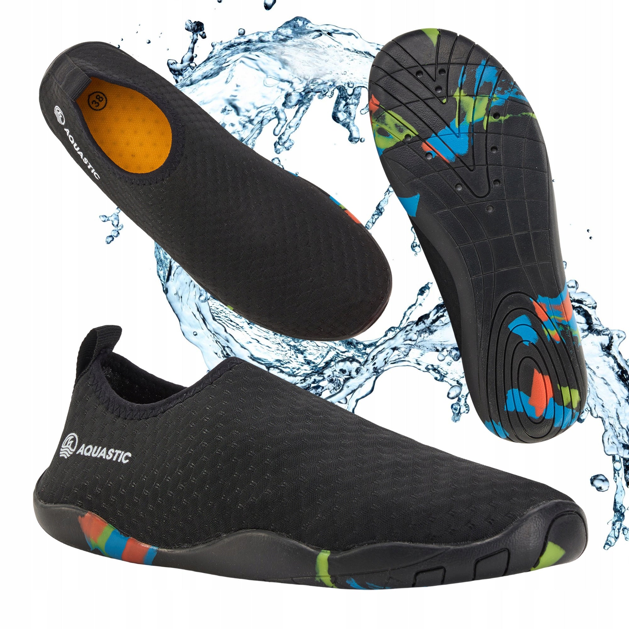 Lightweight water shoes AQUASTIC Panam BAREFOOT for BEACH ECHINACEA STONES 42