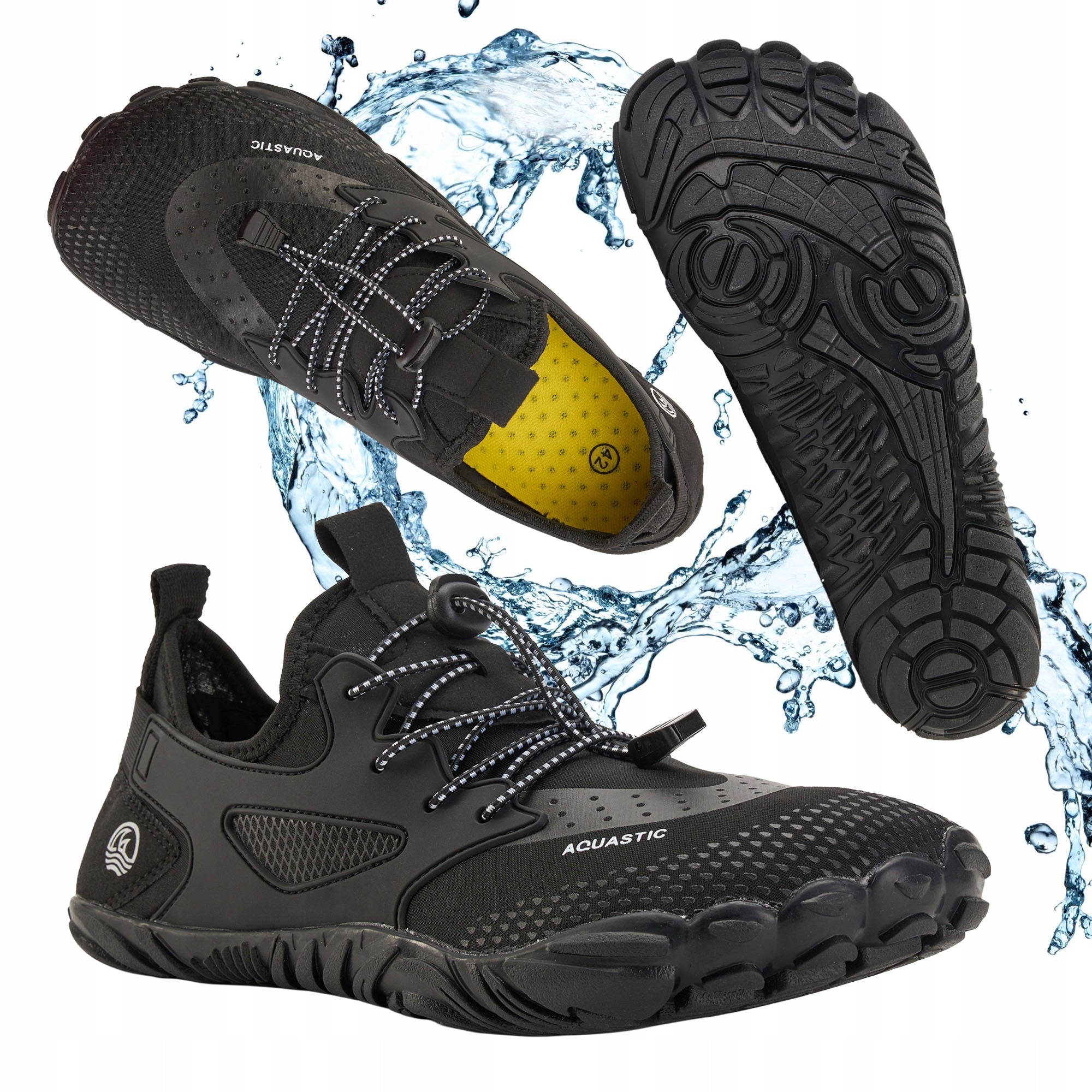 Lightweight water shoes AQUASTIC Saros BAREFOOT for BEACH ECHINACEA STONES 42
