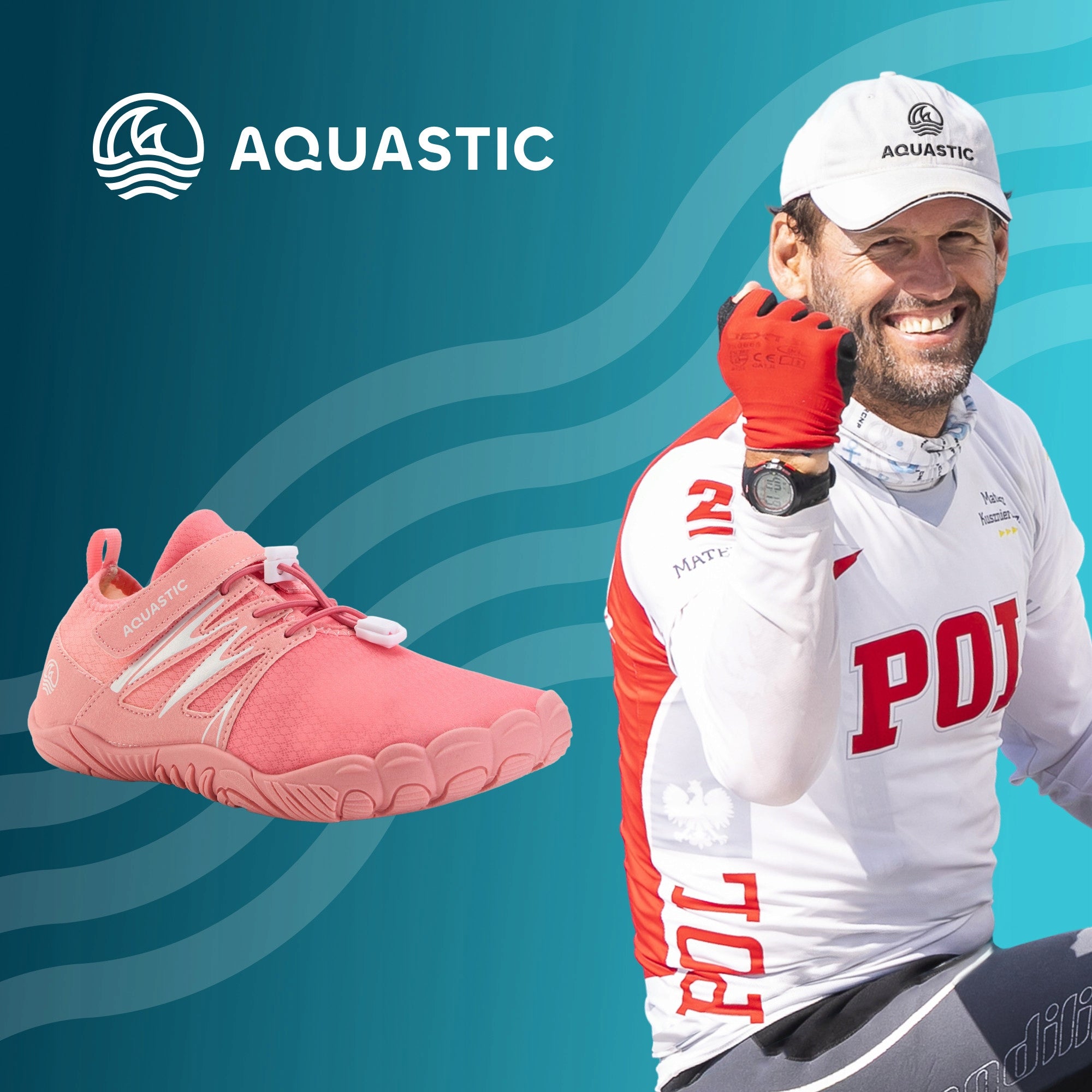 Lightweight women's water shoes AQUASTIC Mayor BAREFOOT BEACH STONES REEF 42 Brand Aquastic