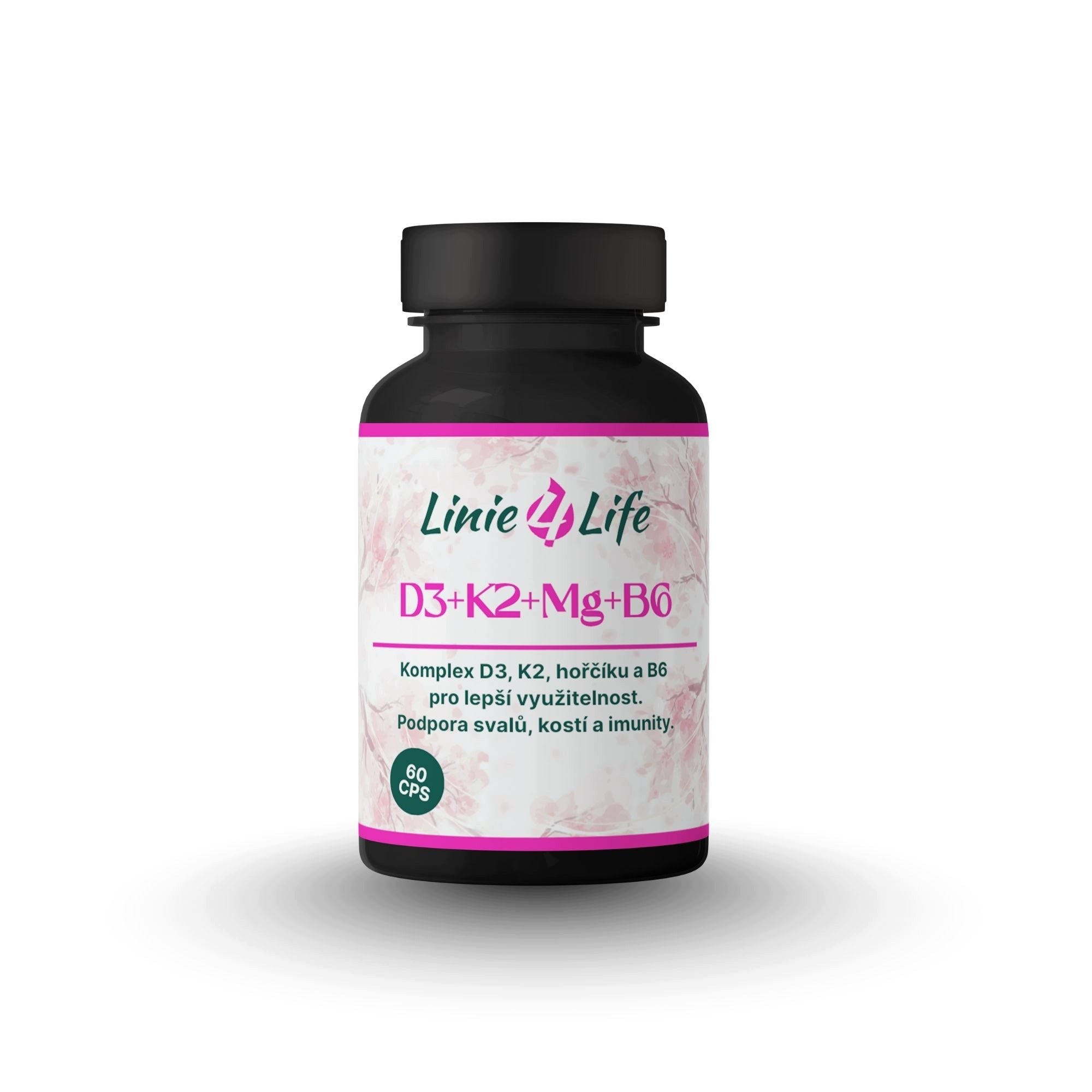 Linie4life D3+K2+Mg+B6 energie nervová činnost kosti imunita svaly 30 dní Brand no brand
