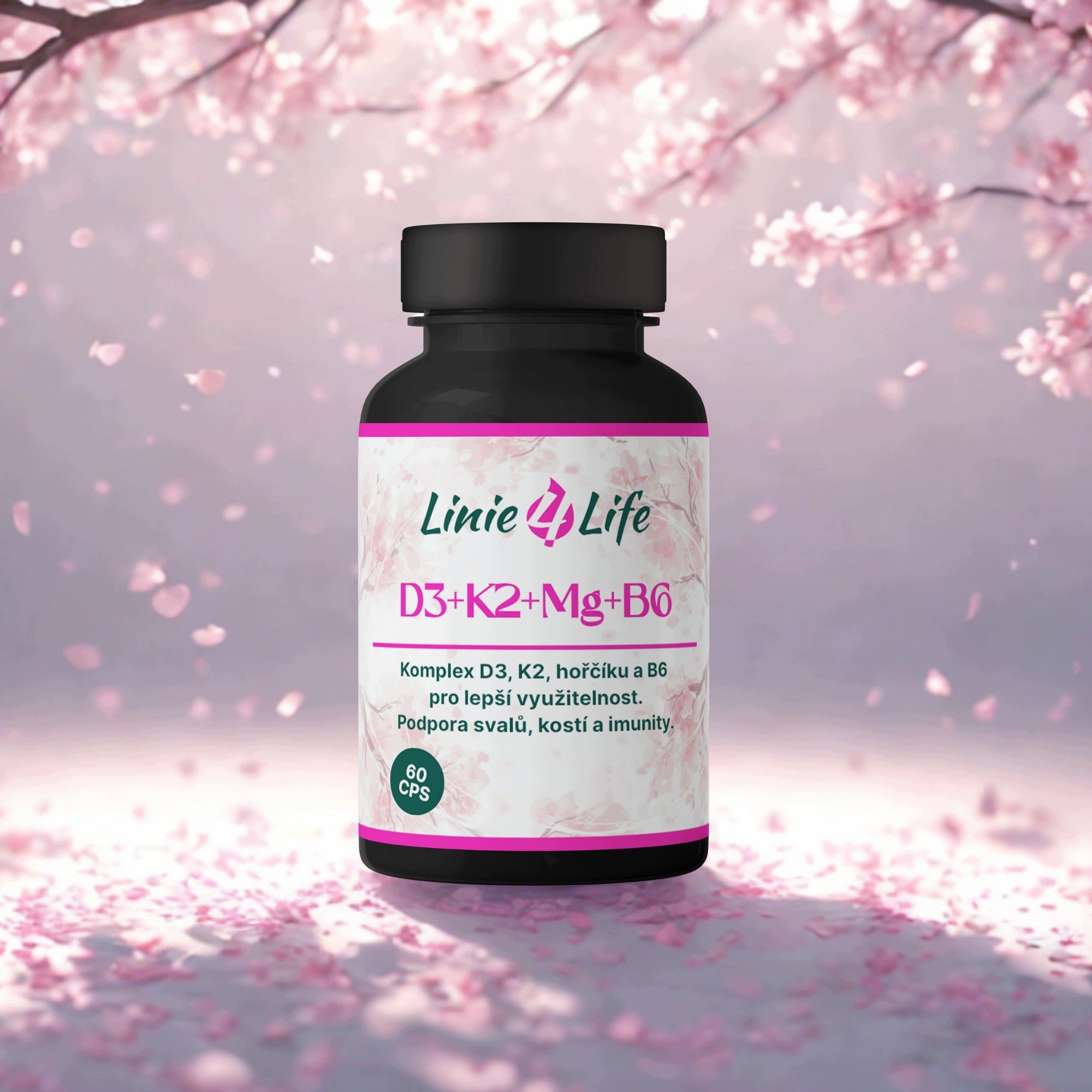 Linie4life D3+K2+Mg+B6 energie nervová činnost kosti imunita svaly 30 dní