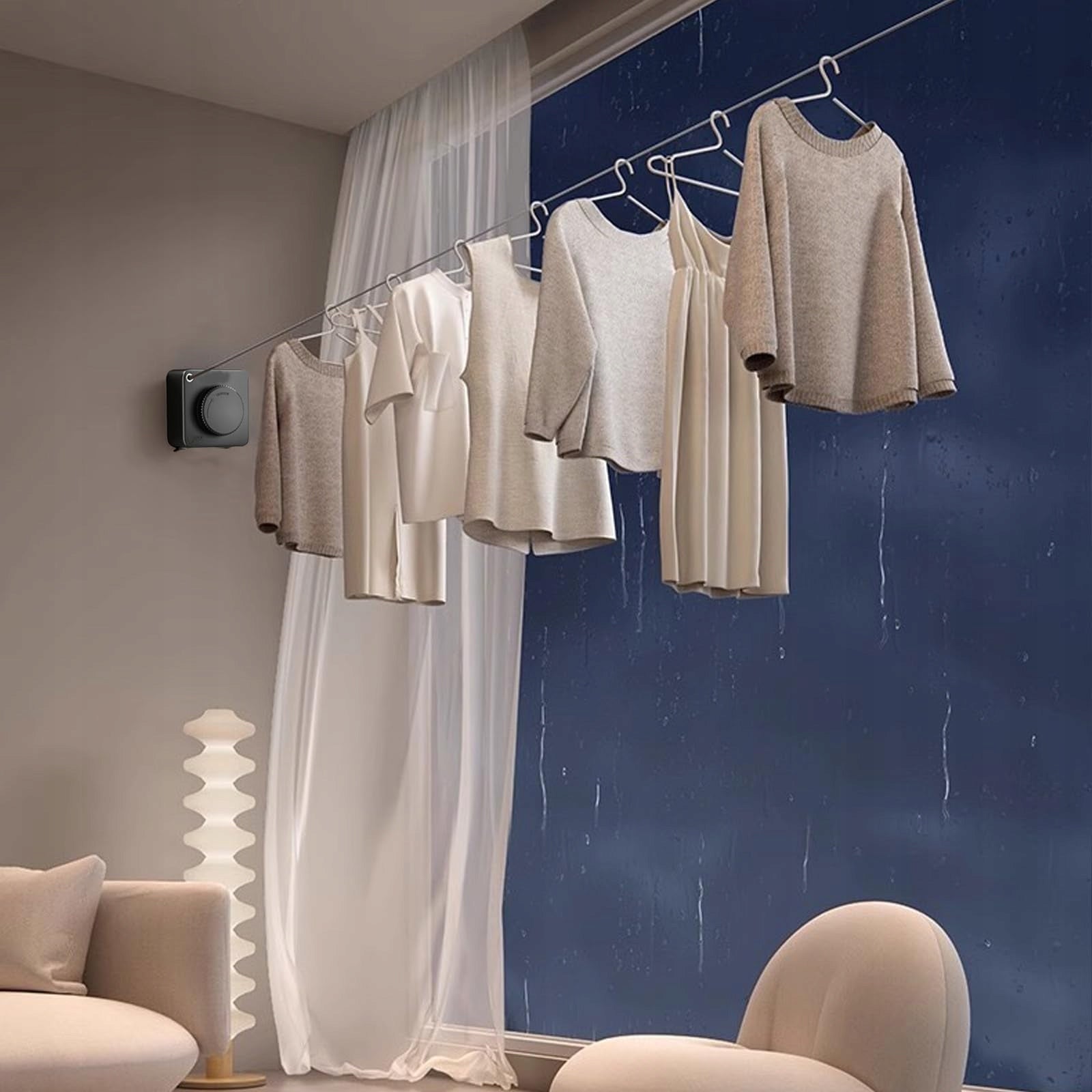 Linka na Pranie Wysuwana 4,6 m Do 20 kg Suszarka Ścienna Balkon Taras Unfolded width 460 cm