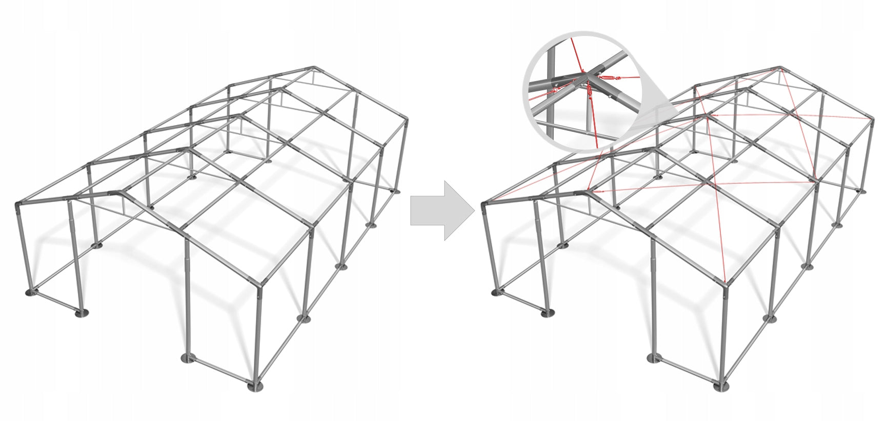 Links side tensions for year-round tent 3m high Manufacturer code Linki naciągi do namiotu handlowego
