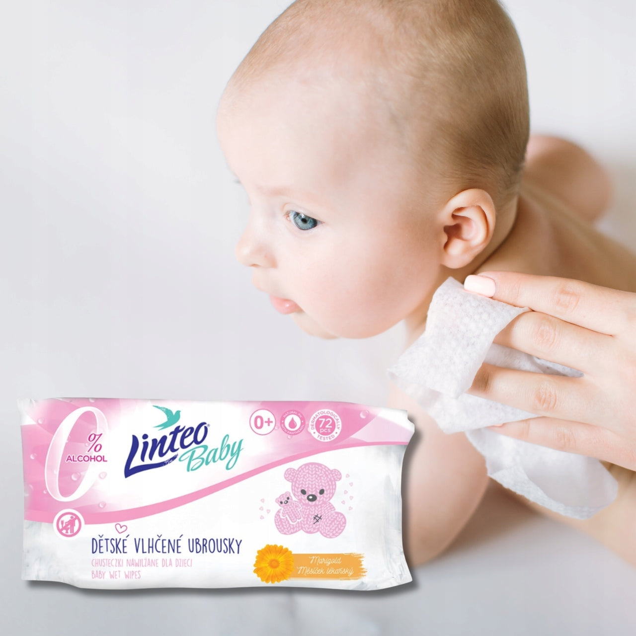 Linteo Baby Wipes Moisturized Baby Paraben Free with Calendula 72pcsx2 Medical device yes