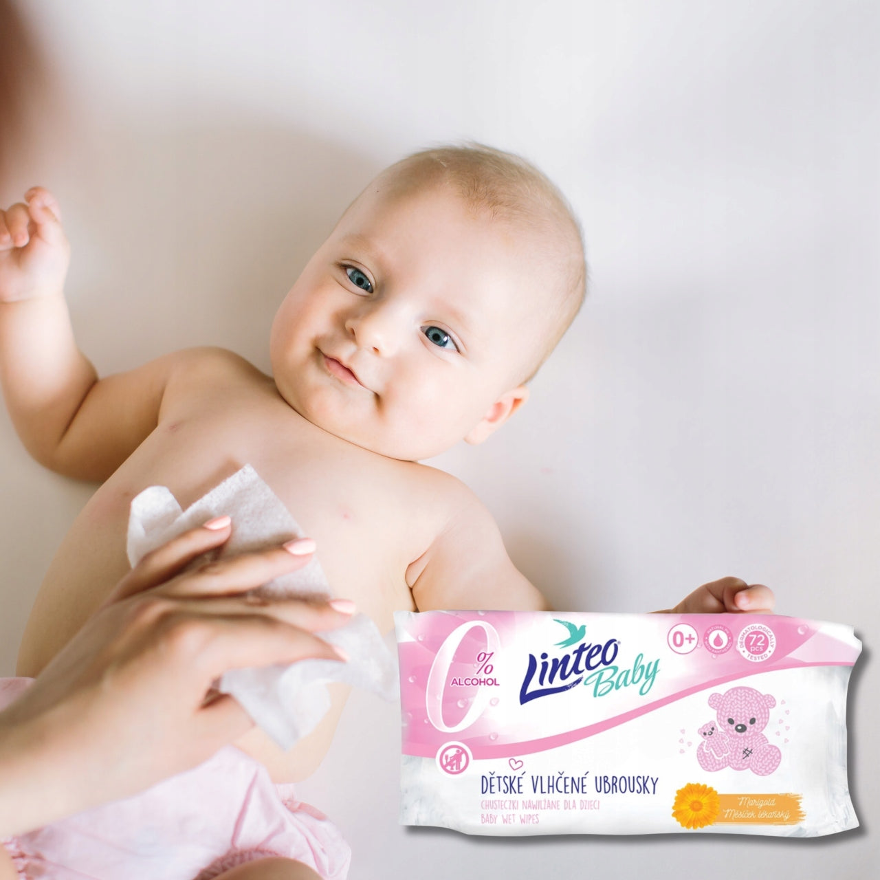 Linteo Baby Wipes Moisturized Baby Paraben Free with Calendula 72pcsx2 Packaging status original
