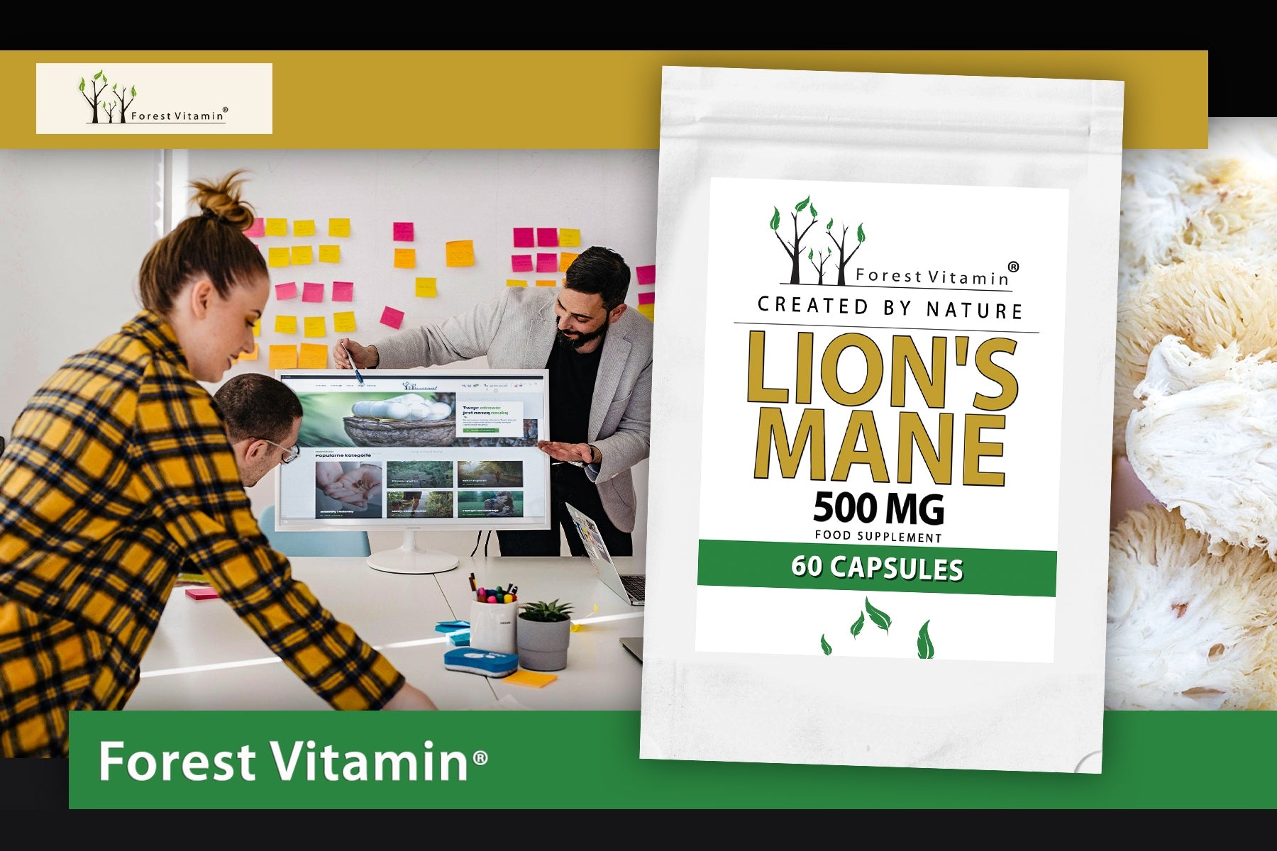 Lion's Mane 500mg 60caps LION'S MANE MEMORY FOCUS CONCENTRATION Brand Forest Vitamin