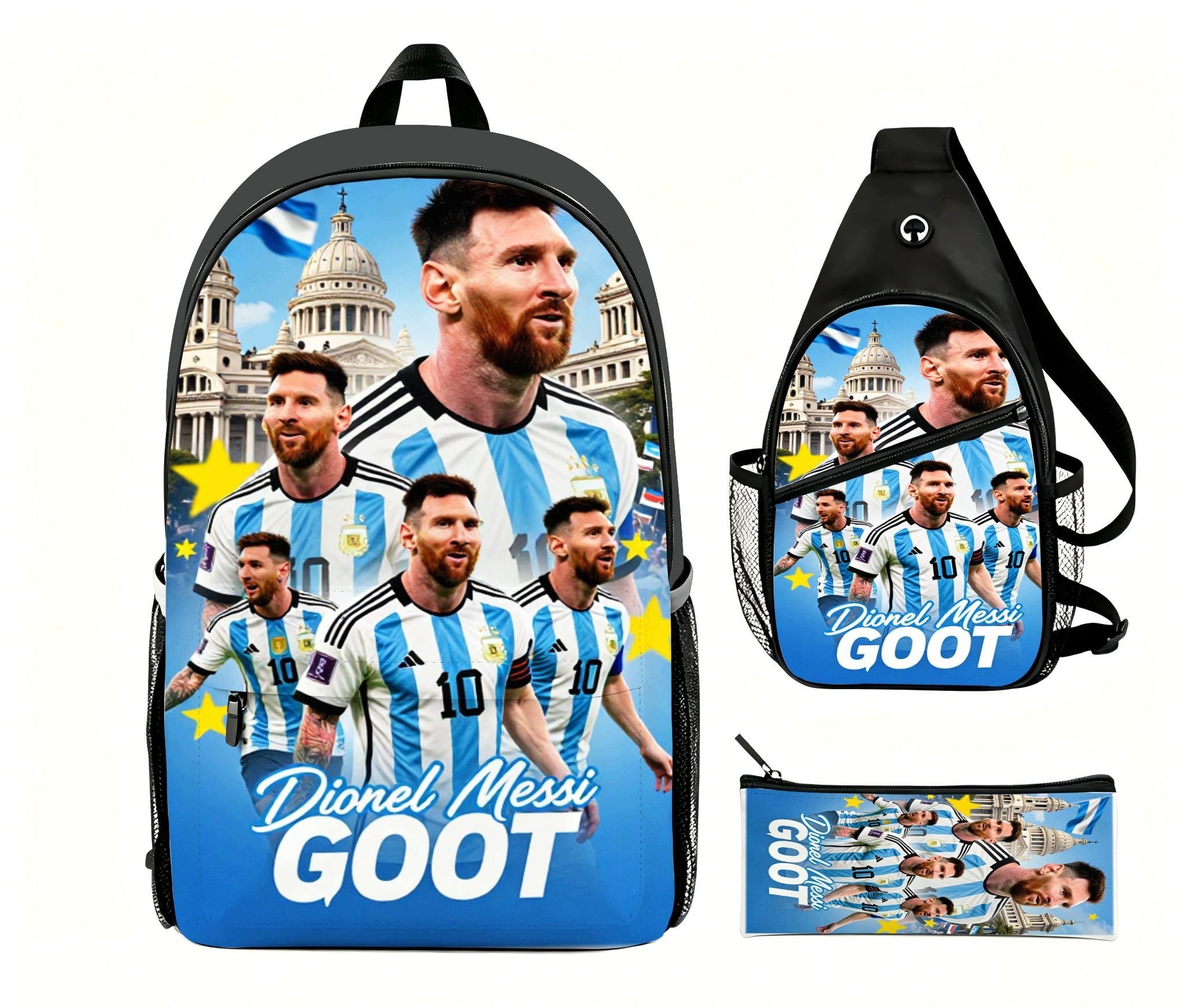 Lionel Messi Argentina Football Backpack Set – 3-Piece School with Manufacturer code T097777888