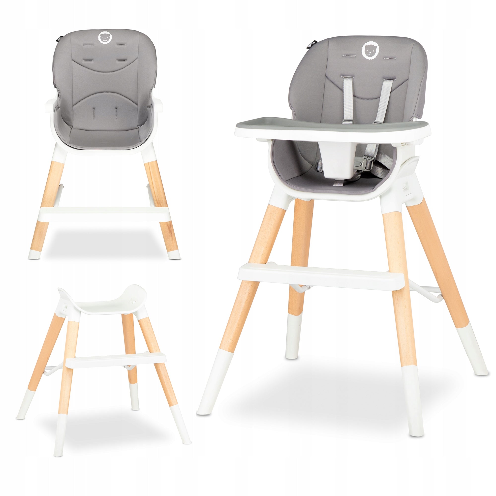 Lionelo MONA 4in1 Wooden Highchair with BELTS AND TRAY