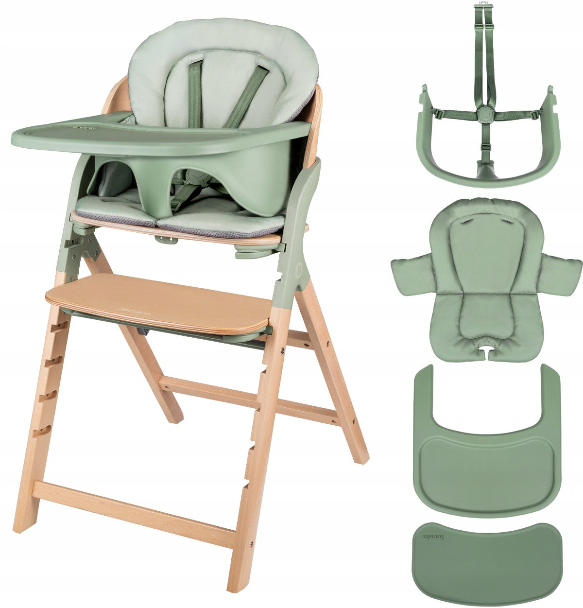 Lionelo Megan Wooden Feeding Chair 3in1 For Baby | Green Wood
