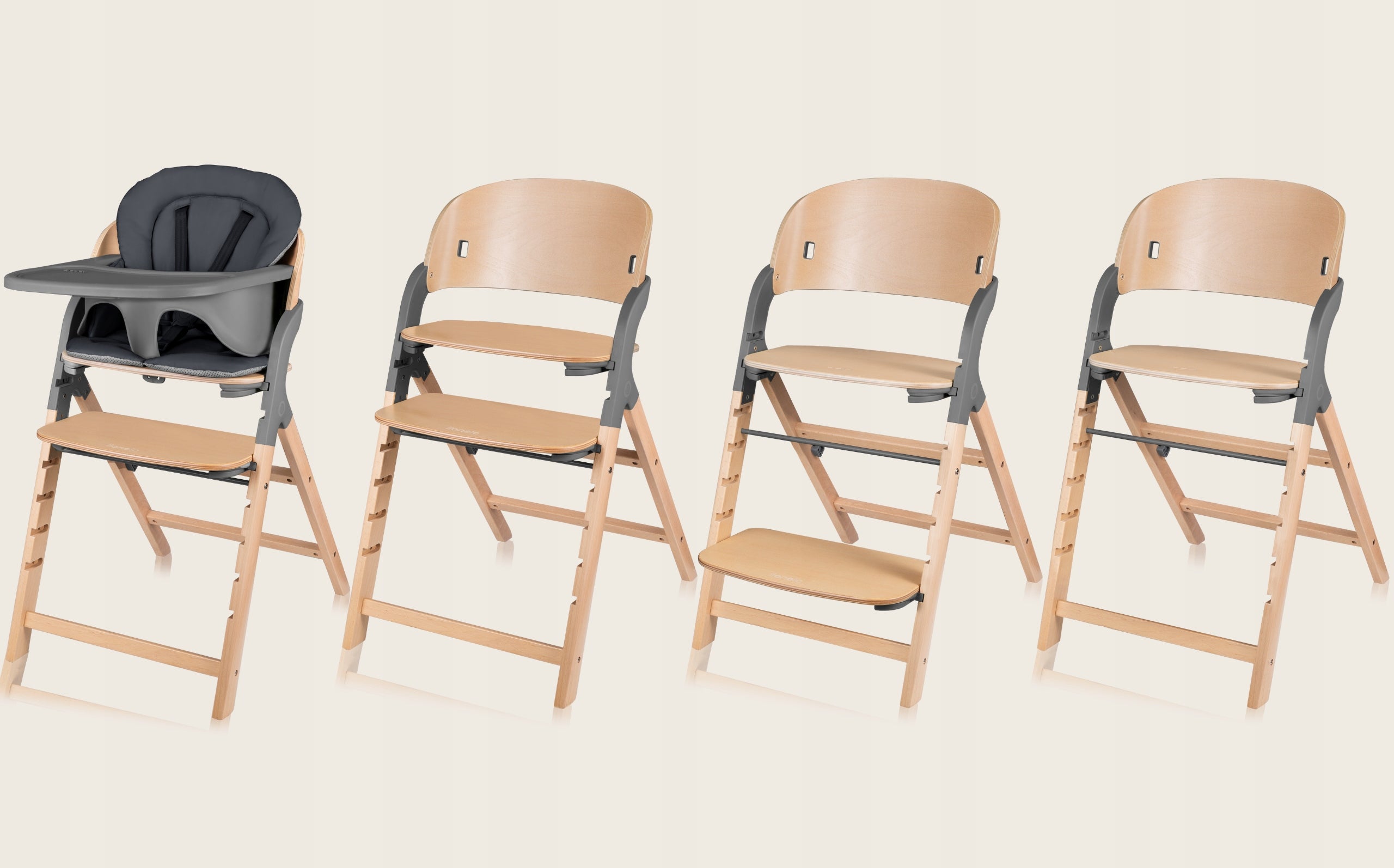 Lionelo Megan Wooden high chair 3in1 up to 110kg Grey wood Manufacturer code LO-MEGAN GREY WOOD
