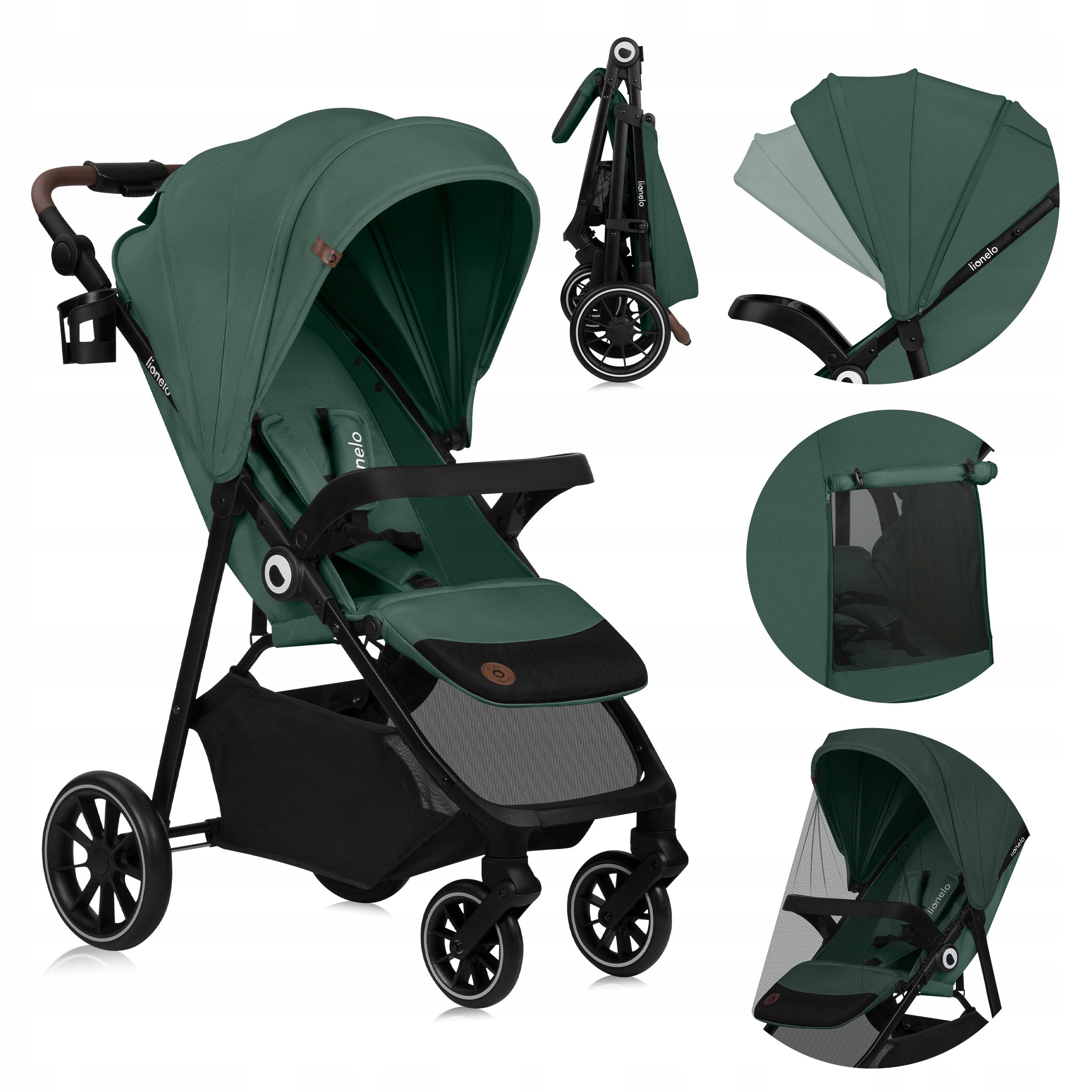 Lionelo Strollers Emma One Beige Green Forest up to 22kg Lightweight Folding