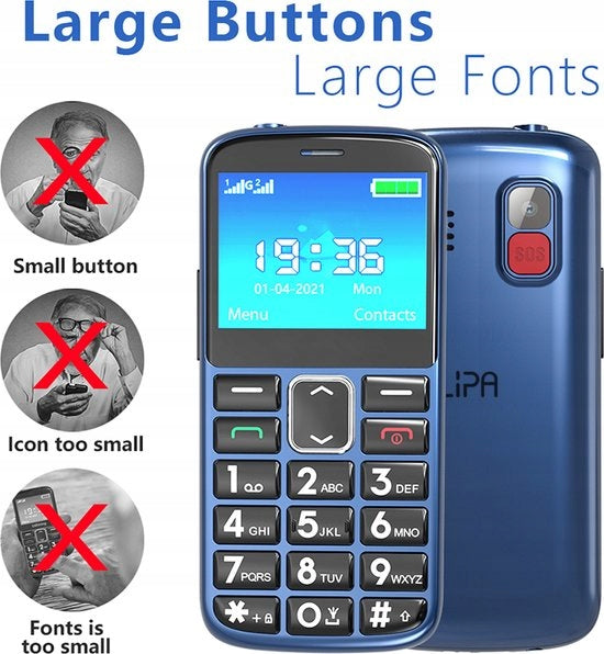 Lipa F70 senior phone 4G - Senior mobile - Senior mobile phone - USB C Headphones included no