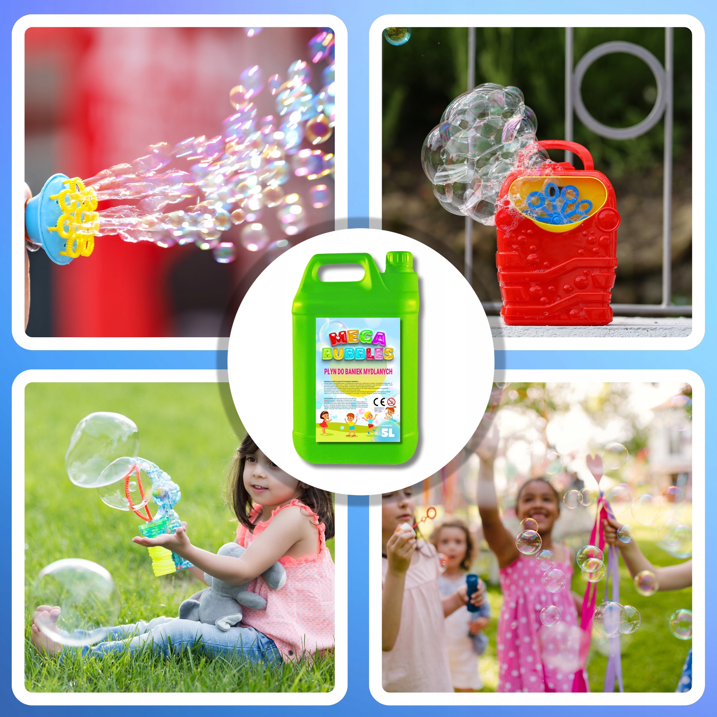 Liquid for Soap Bubbles Large and Small 10 liters MEGA BUBBLES 2 x 5l Kid's age 3+ years