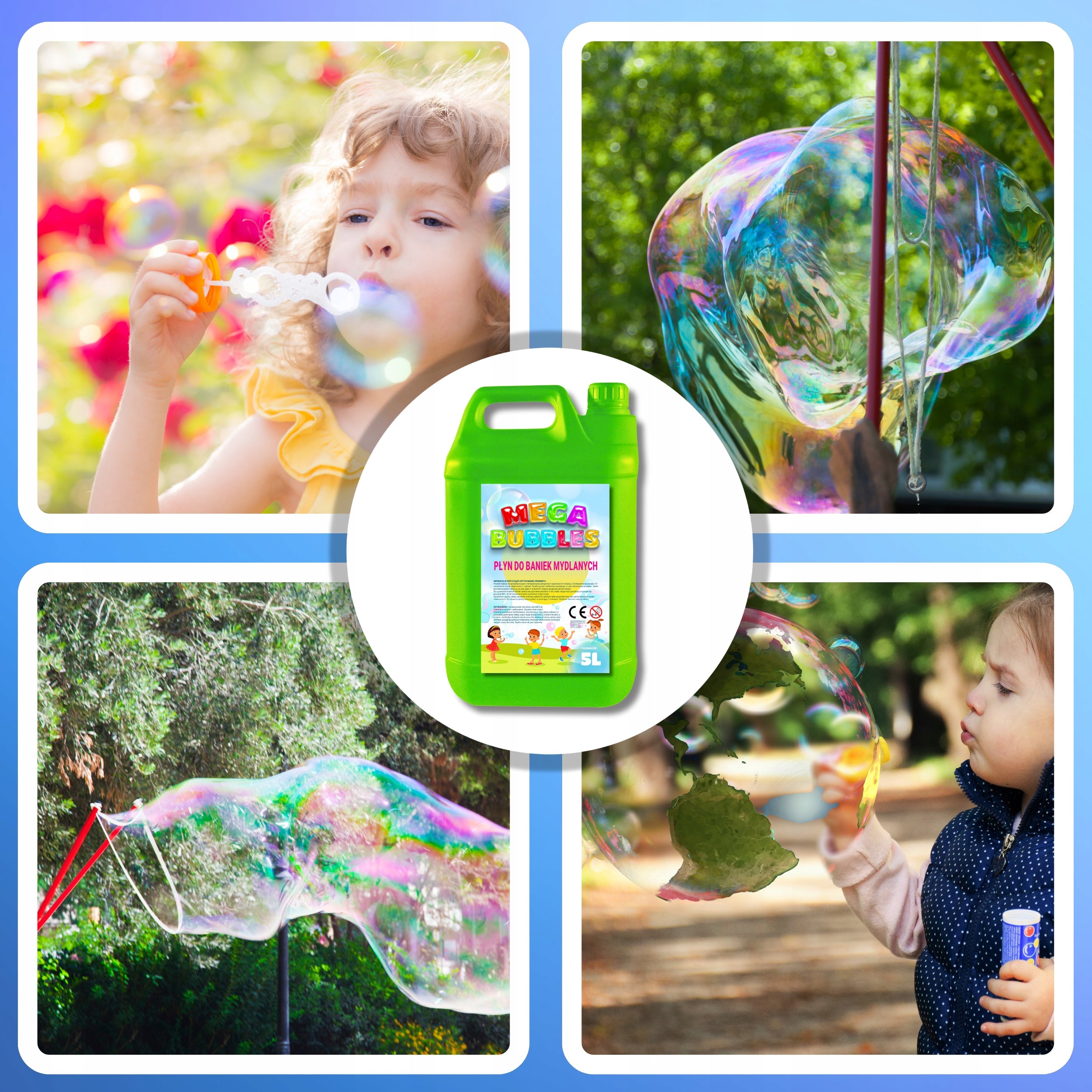 Liquid for Soap Bubbles Large and Small 10 liters MEGA BUBBLES 2 x 5l Manufacturer code Płyn do Baniek Mydlanych 10 litrów