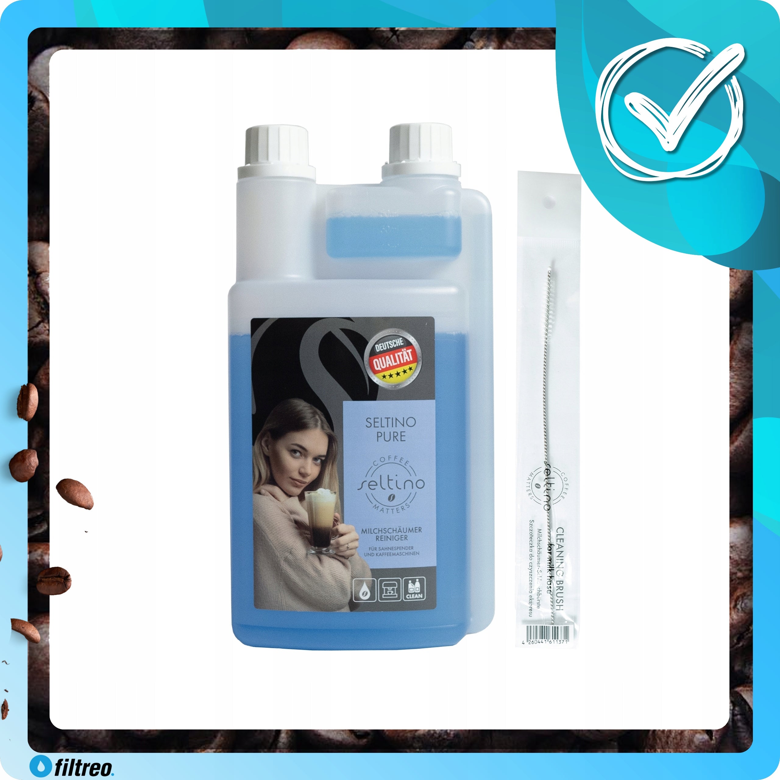 Liquid milk system cleaner seltino pure 1000ml and toothbrush Manufacturer code 4260441611364