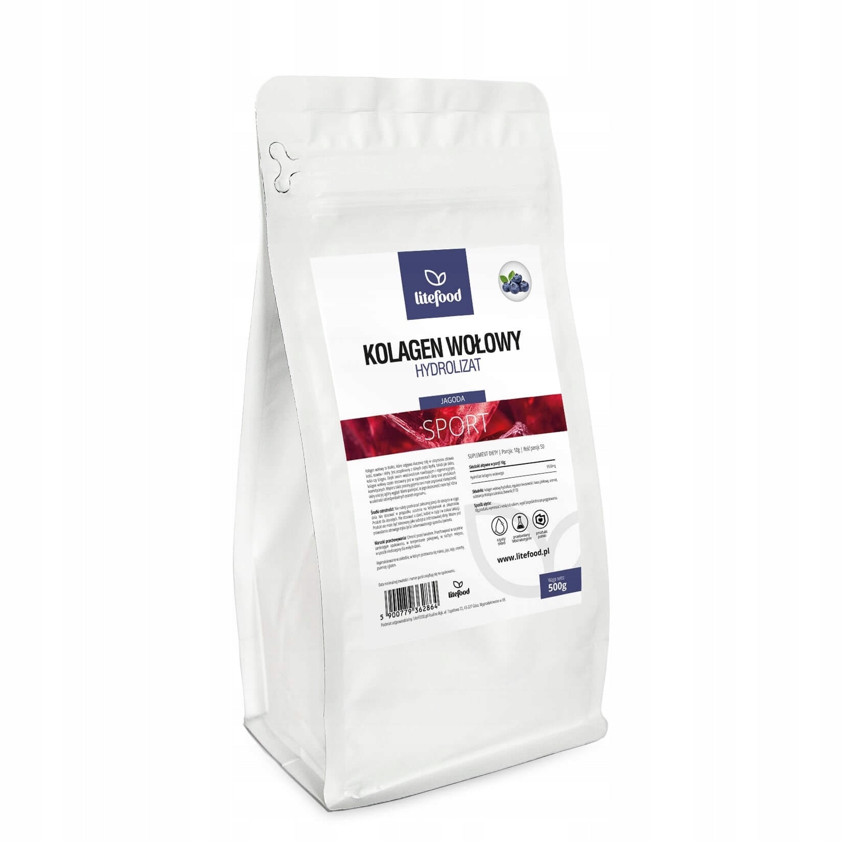 LiteFOOD - Beef Collagen Hydrolysate - 500g - Blueberry