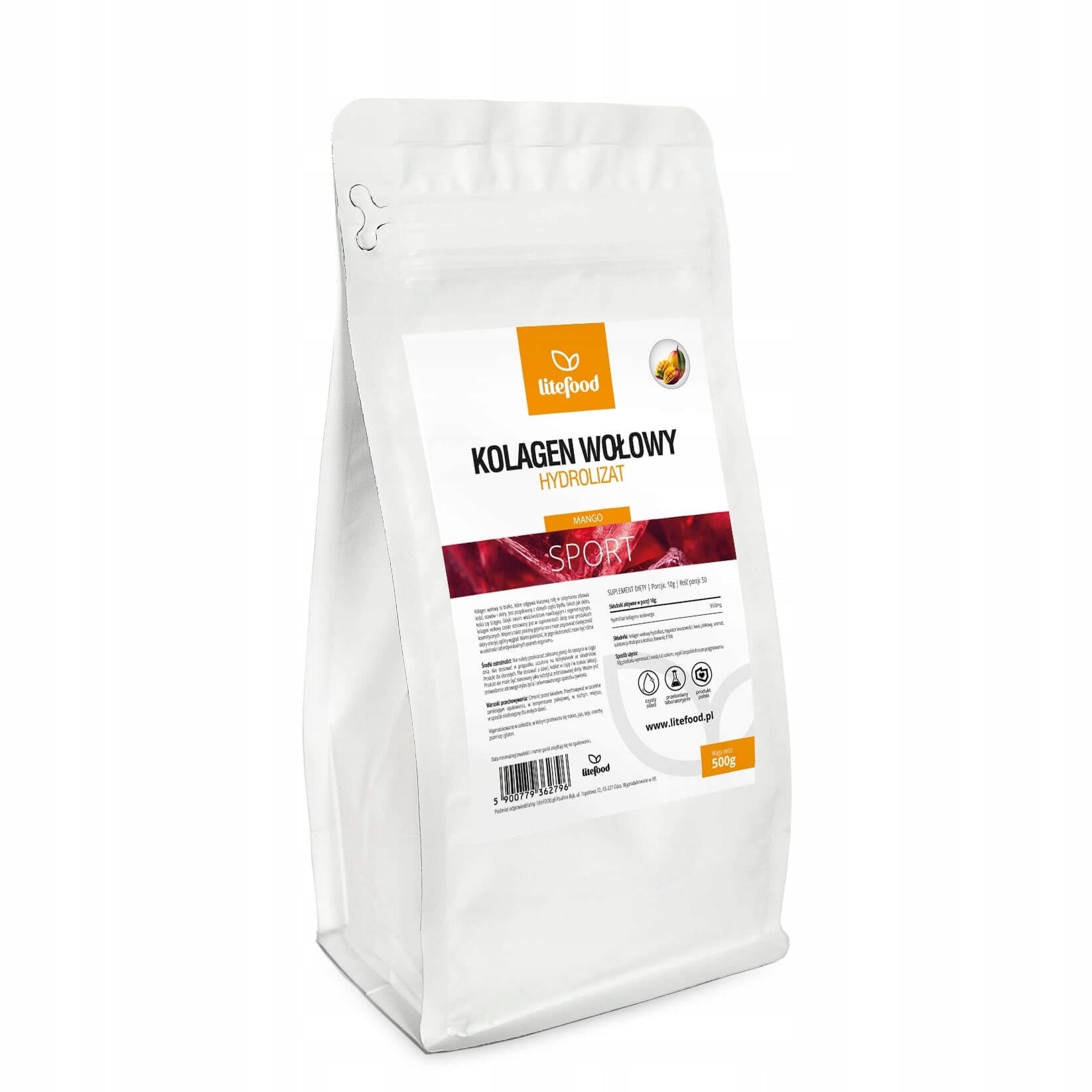 LiteFOOD - Beef Collagen Hydrolysate - 500g - Mango