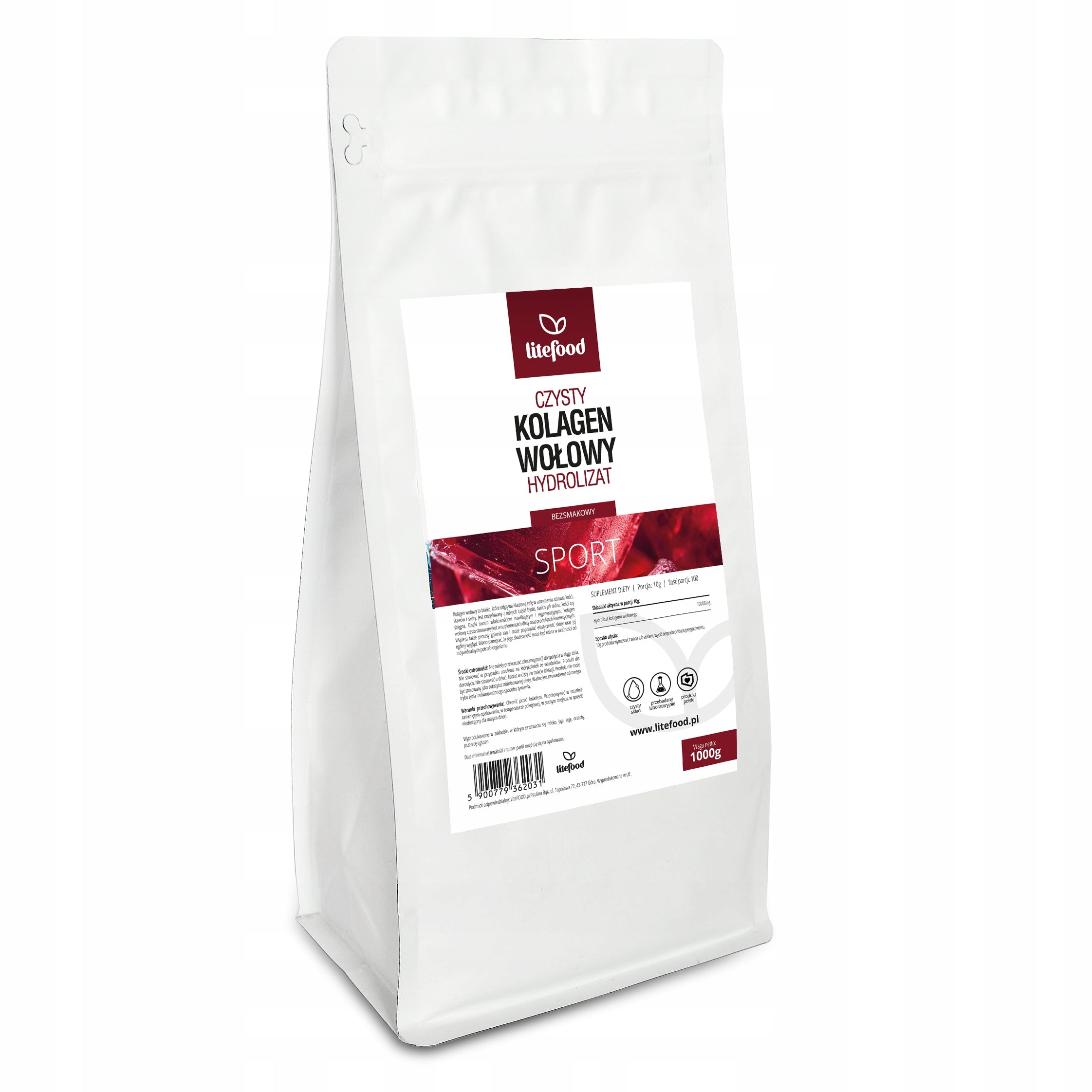 LiteFOOD - Beef Collagen Hydrolyzate -1000g - Pure Powder - No Additives